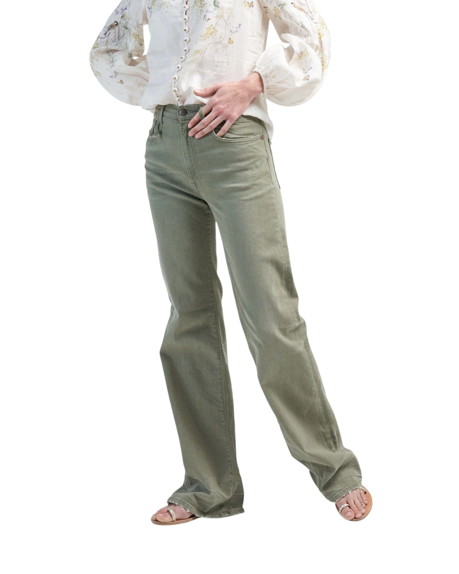 R13 JANE 27 Loose Straight Waist Olive Green Jeans 84499 Size 27" / US 4 / IT 40 - 1 Thumbnail