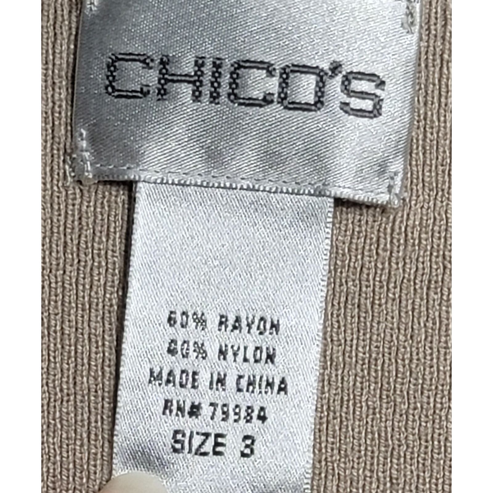 Chicos Chico's Beige Ribbed V Neck Sweater Top 3 XL Lightweight Size XL / US 12-14 / IT 48-50 - 4 Thumbnail