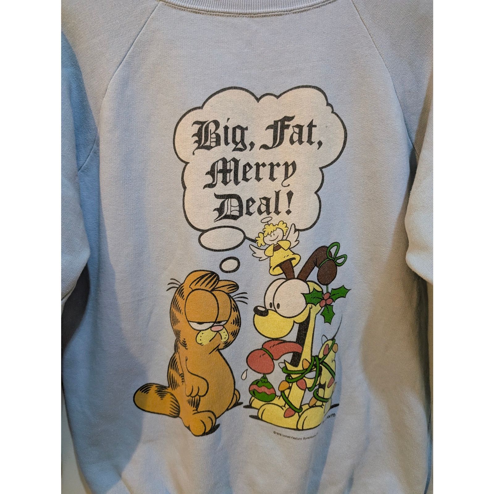 Peanuts Vintage 1970s Garfield Odie Jim Davis Christmas 70s Sz L Size L / US 10 / IT 46 - 2 Thumbnail