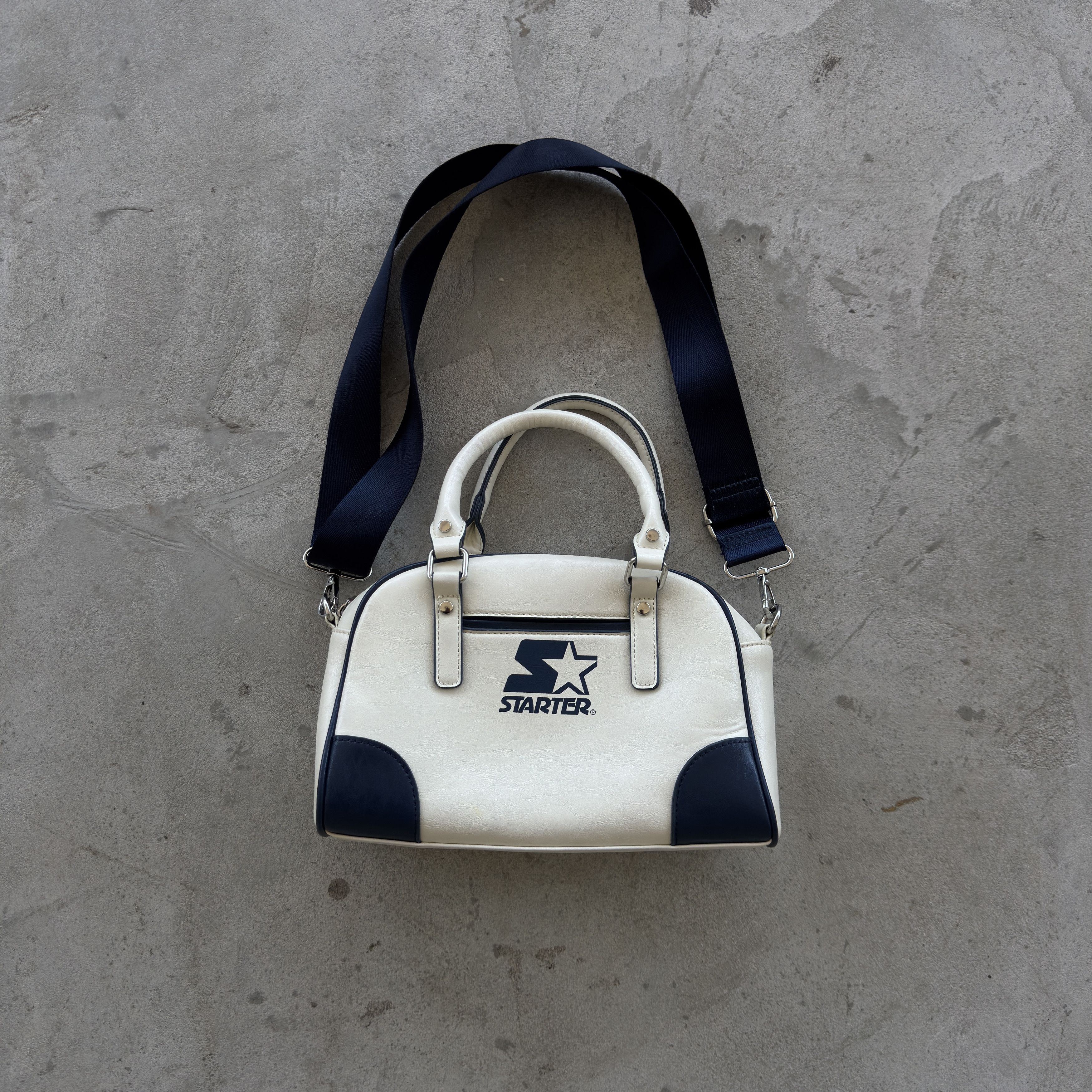 Starter Starter White Navy Blue Mini Bowling Handbag Crossbody Size ONE SIZE - 1 Thumbnail