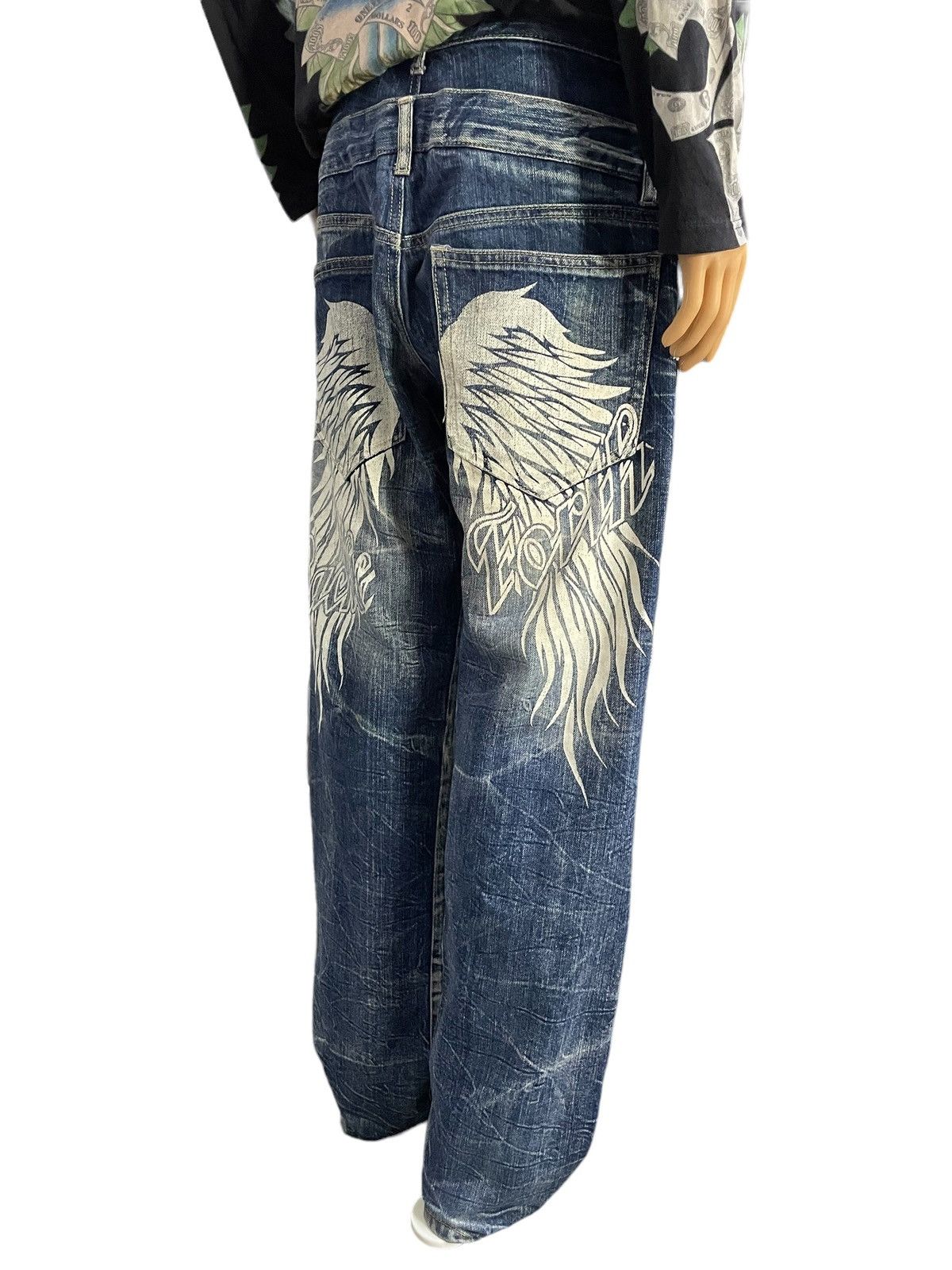 Hysteric Glamour × Japanese Brand 🪽 BackForth Japan Goth Wing Double Waist Loose Jeans Size US 32 / EU 48 - 6 Thumbnail