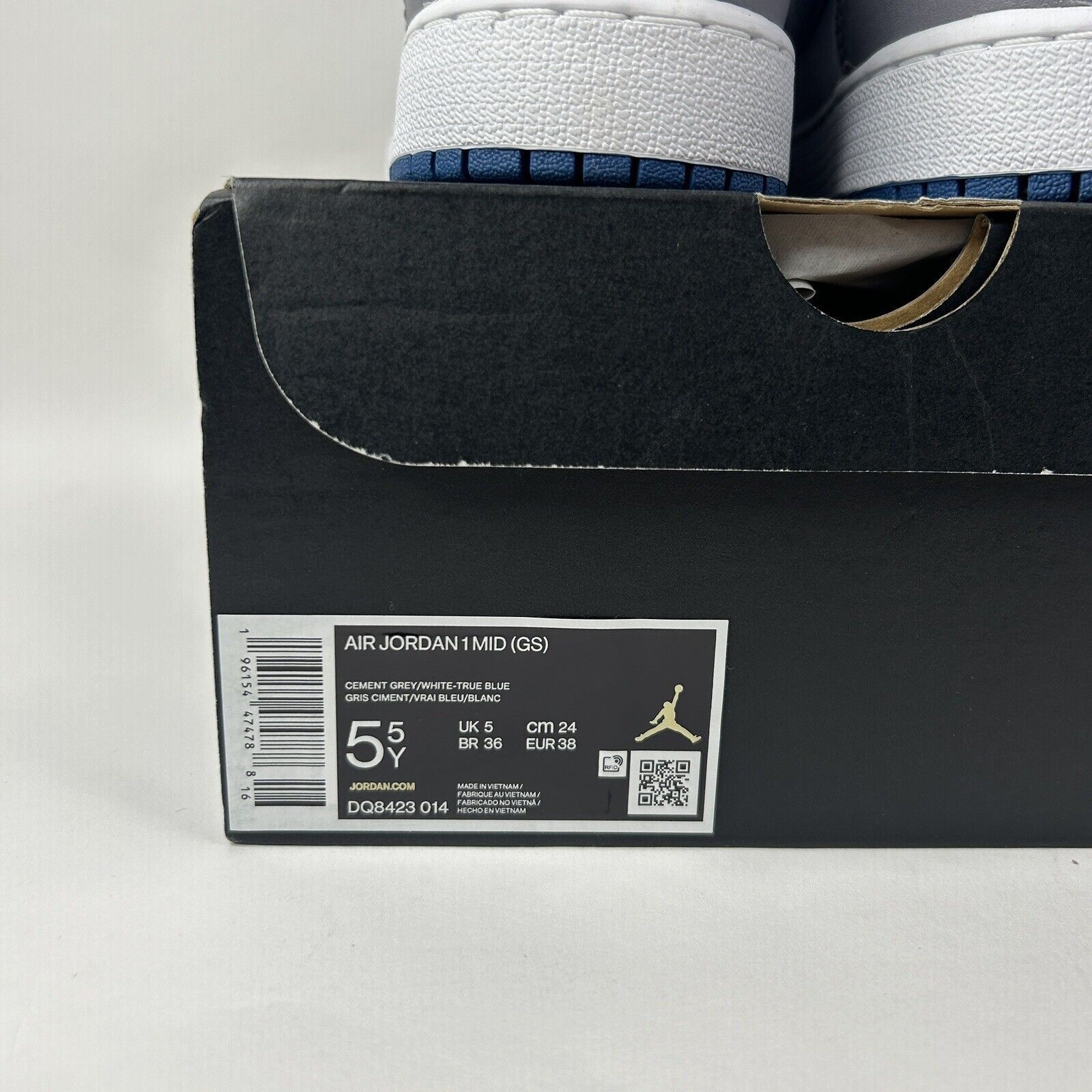 Nike Nike Air Jordan 1 Mid GS “Cement Grey/True Blue" 2024 Size US 7 / IT 37 - 5 Thumbnail