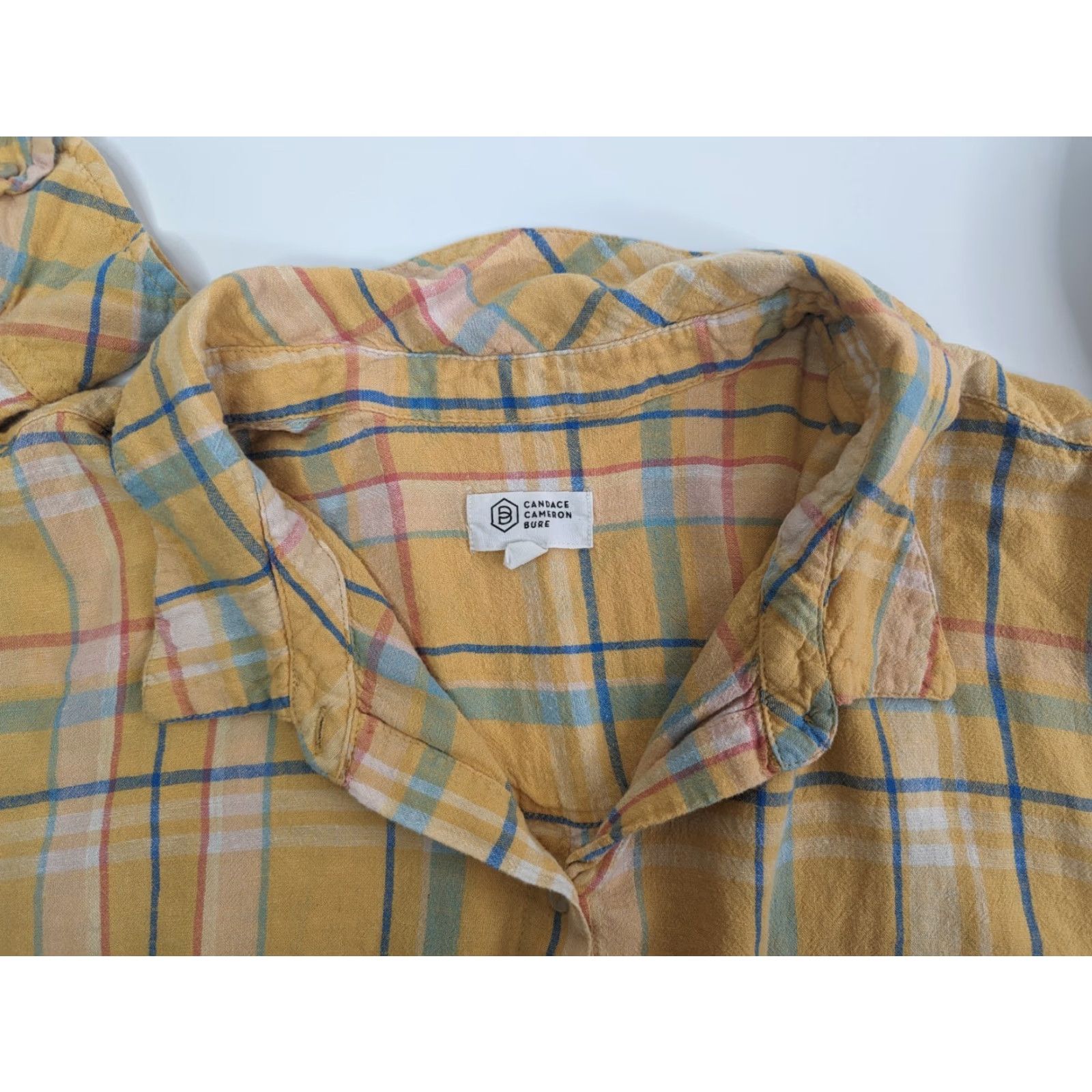 Vintage Candace Cameron Bure Button Top Women 2X Apricot Plaid Linen Viscose Tee Shirt Knit Casual Shirt Size XXL / US 16-18 / IT 52-54 - 6 Thumbnail