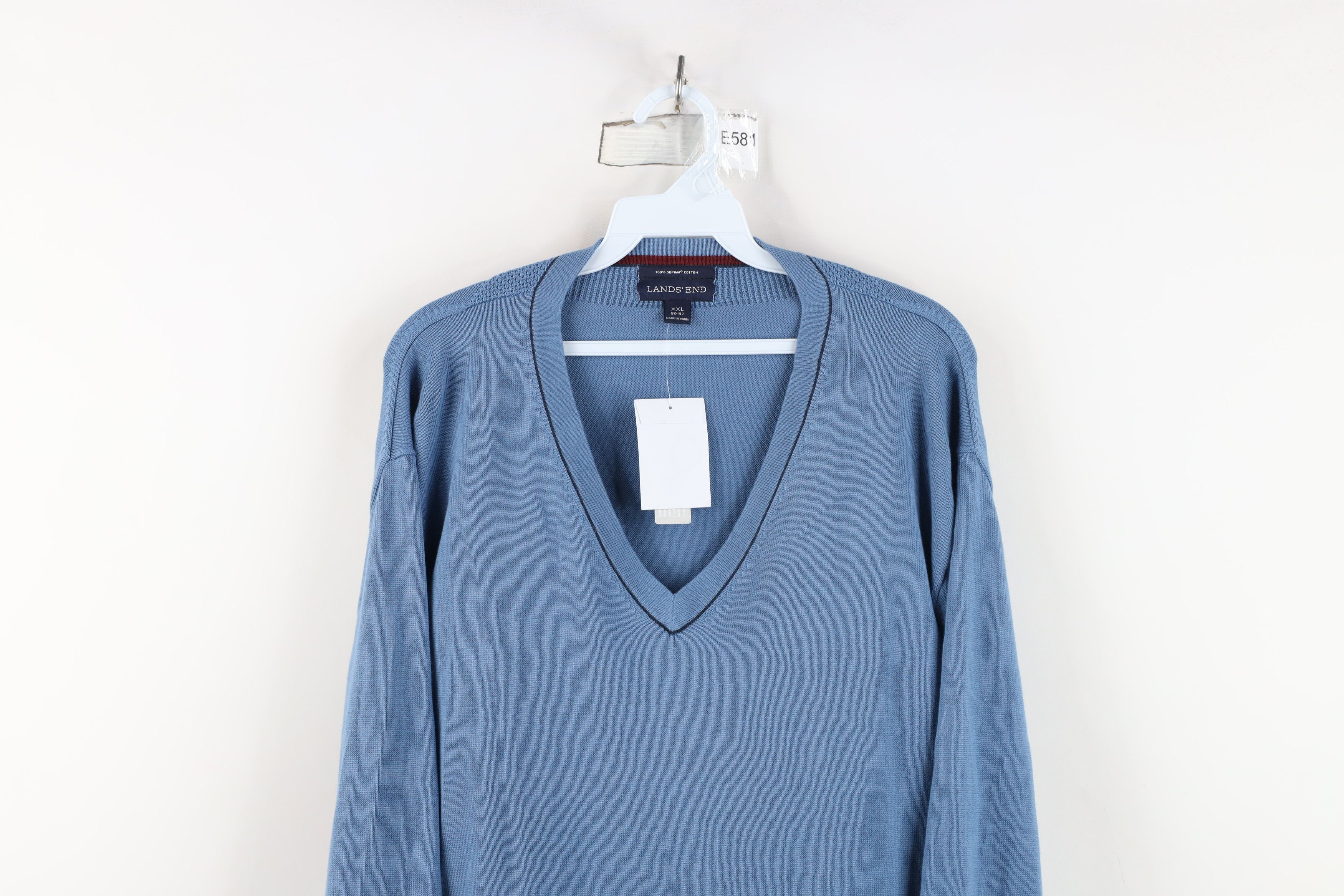 Lands' End Deadstock Vintage Lands End Supima Cotton Knit Sweater Blue Size US XXL / EU 58 / 5 - 2 Thumbnail