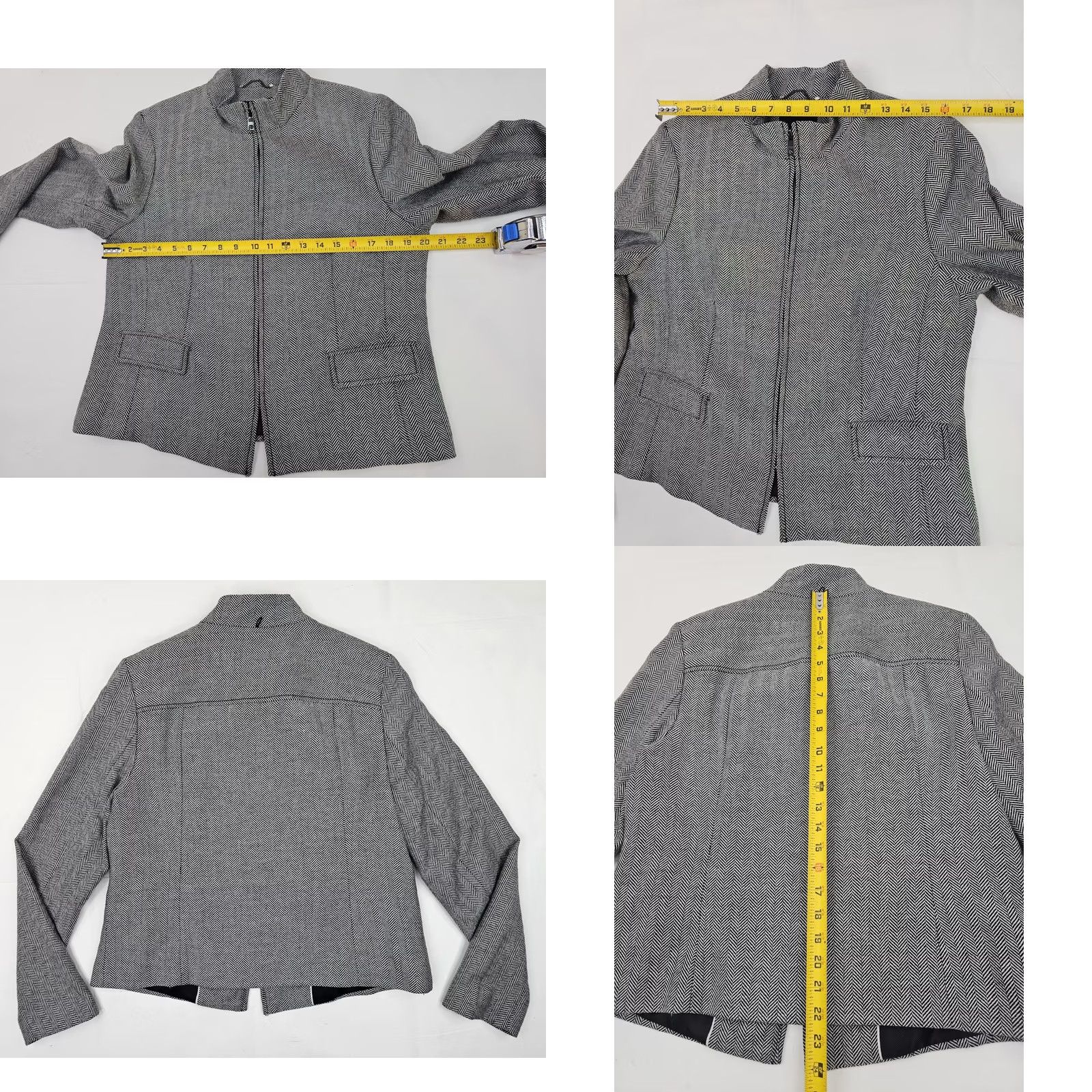 Banana Republic Banana Republic Wool Blend Herringbone Jacket Women 12 Lined Zip Black 40" Chest Classic Fit Wool Blend Pattern 90s Designer Modern Professional Size XL / US 12-14 / IT 48-50 - 8 Thumbnail
