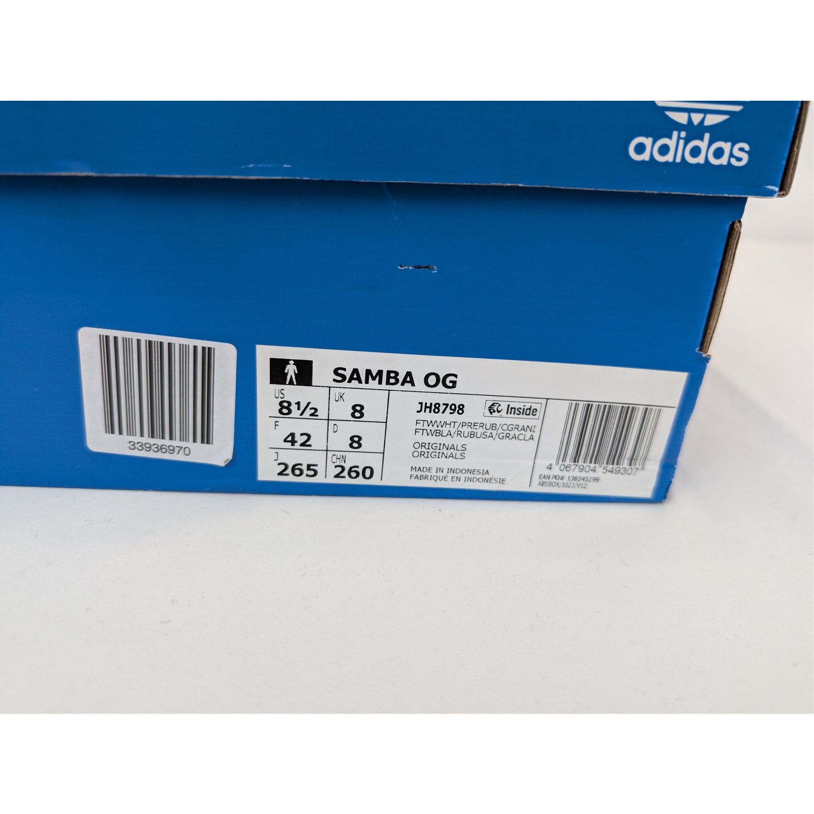 Adidas o1rshd1 Samba OG Sneaker in Footwear White / Preloved Ruby Size US 8.5 / EU 41-42 - 21 Thumbnail