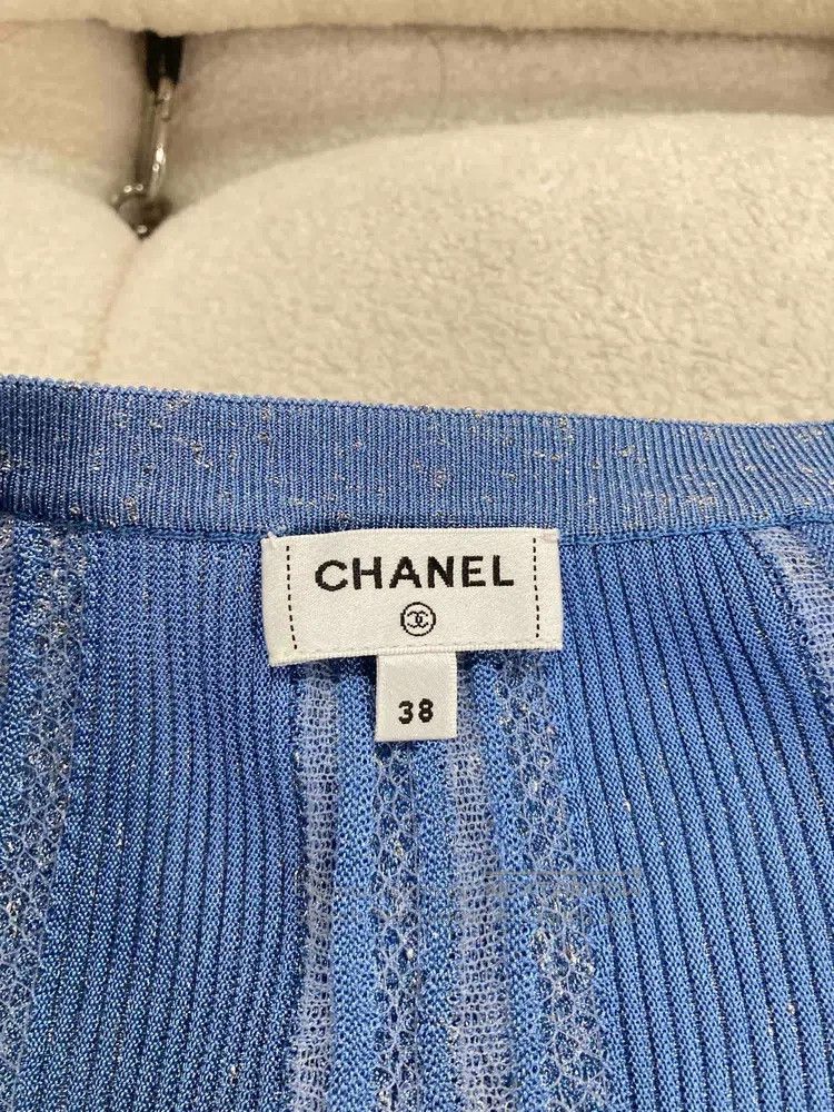 Chanel Chanel Blue fine glitter pearl buckle cardigan coat Size XS / US 0-2 / IT 36-38 - 6 Thumbnail