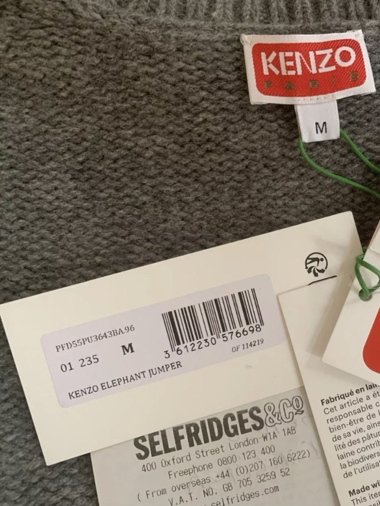 Kenzo KENZO ELEPHANT' EMBROIDERED JUMPER Misty Grey Medium Wool Size US M / EU 48-50 / 2 - 10 Thumbnail