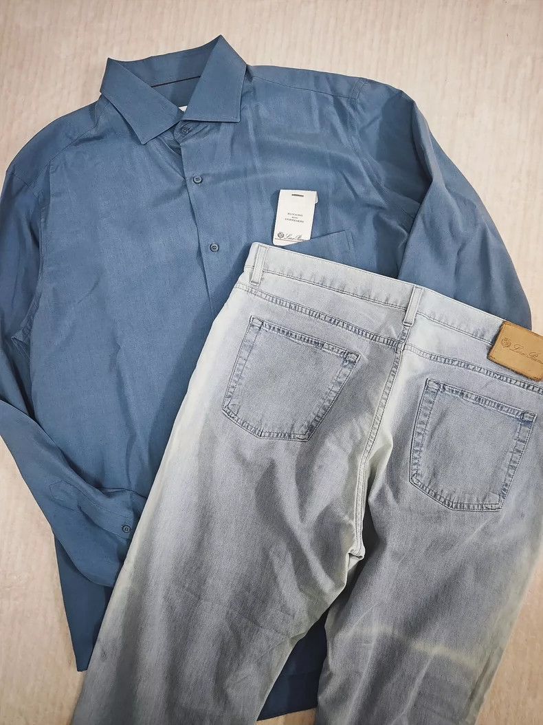 Loro Piana LORO PIANA 100% silk shirt + show jeans Size US XL / EU 56 / 4 - 1 Thumbnail