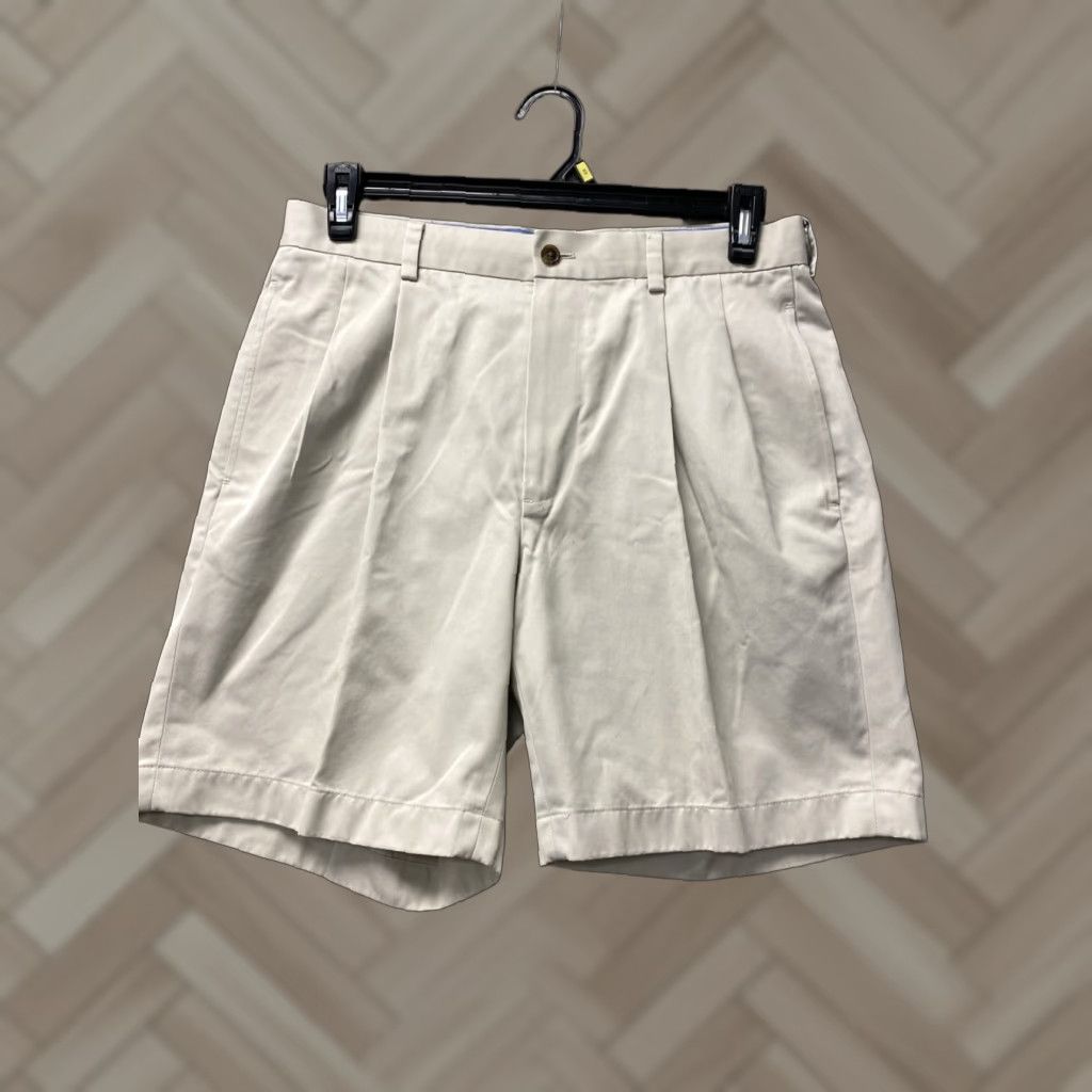 Brooks Brothers Brooks Brothers Khaki Chino Shorts 33 Beige Pleated Casual Mens Size US 33 - 1 Thumbnail