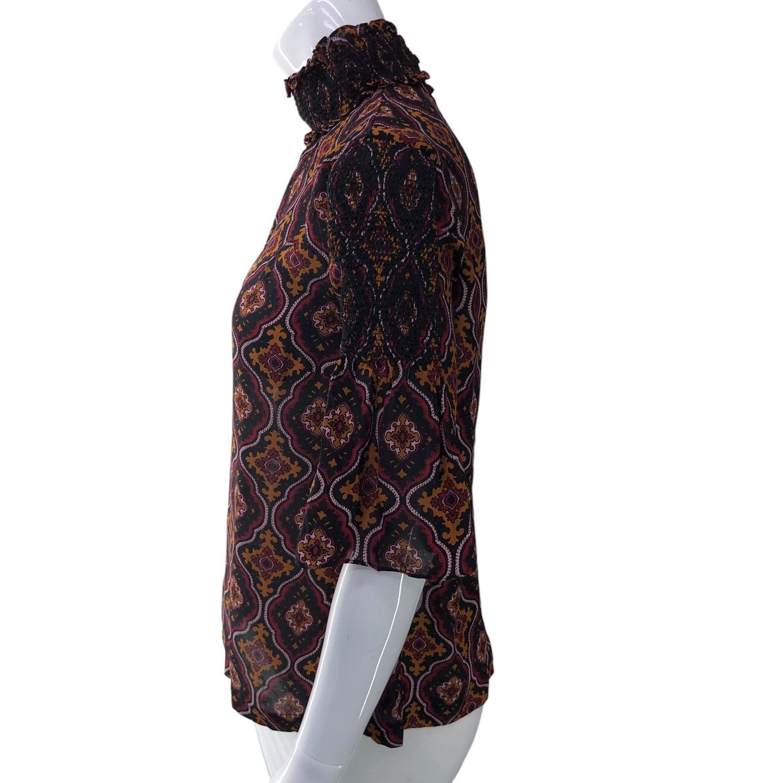 A.L.C. A.L.C. Womens Sz 6 Miranda Top Smocked Collar 100% Silk Size M / US 6-8 / IT 42-44 - 5 Thumbnail