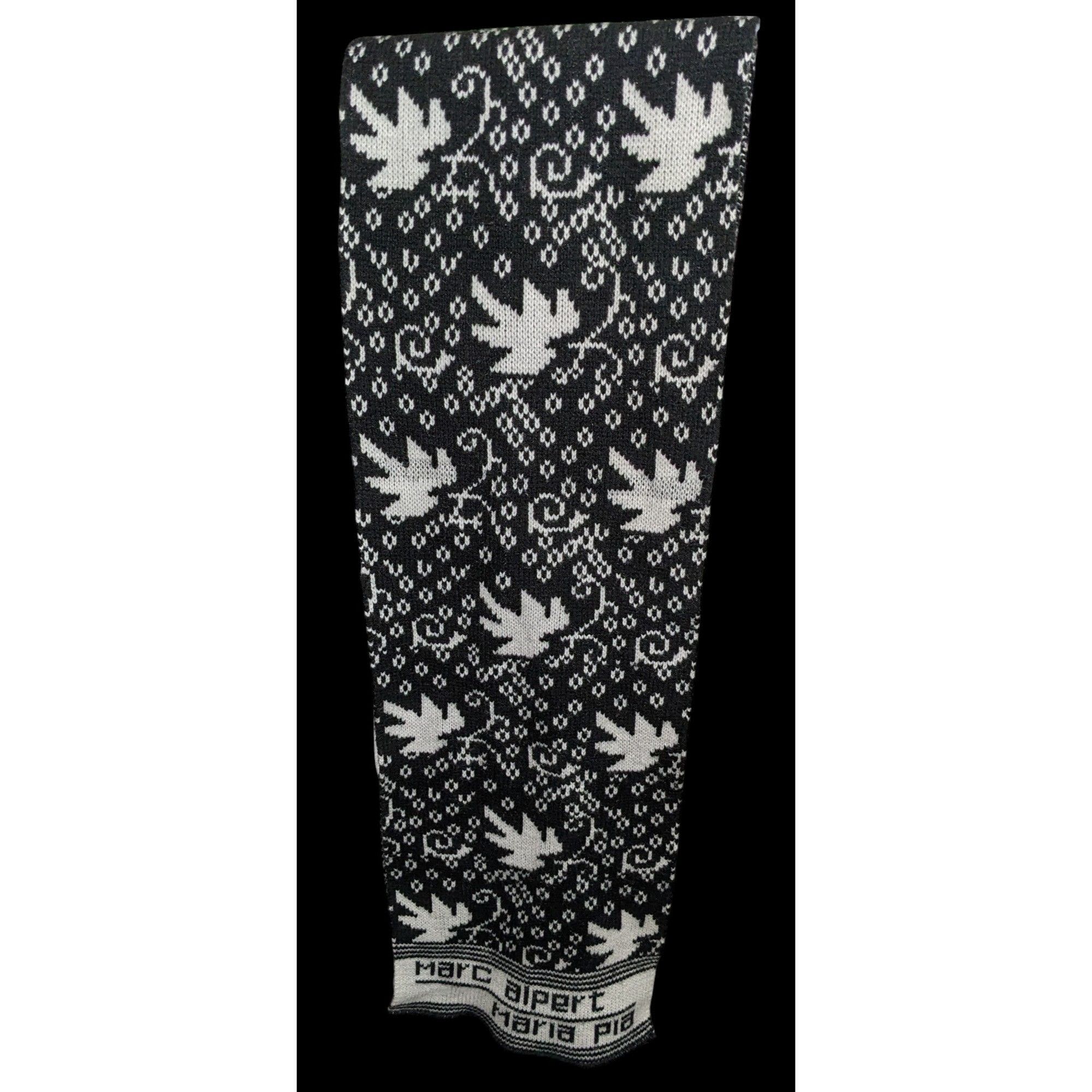 Other Marc Alpert Maria Pia Black And White Leaf Scarf Size ONE SIZE - 3 Thumbnail