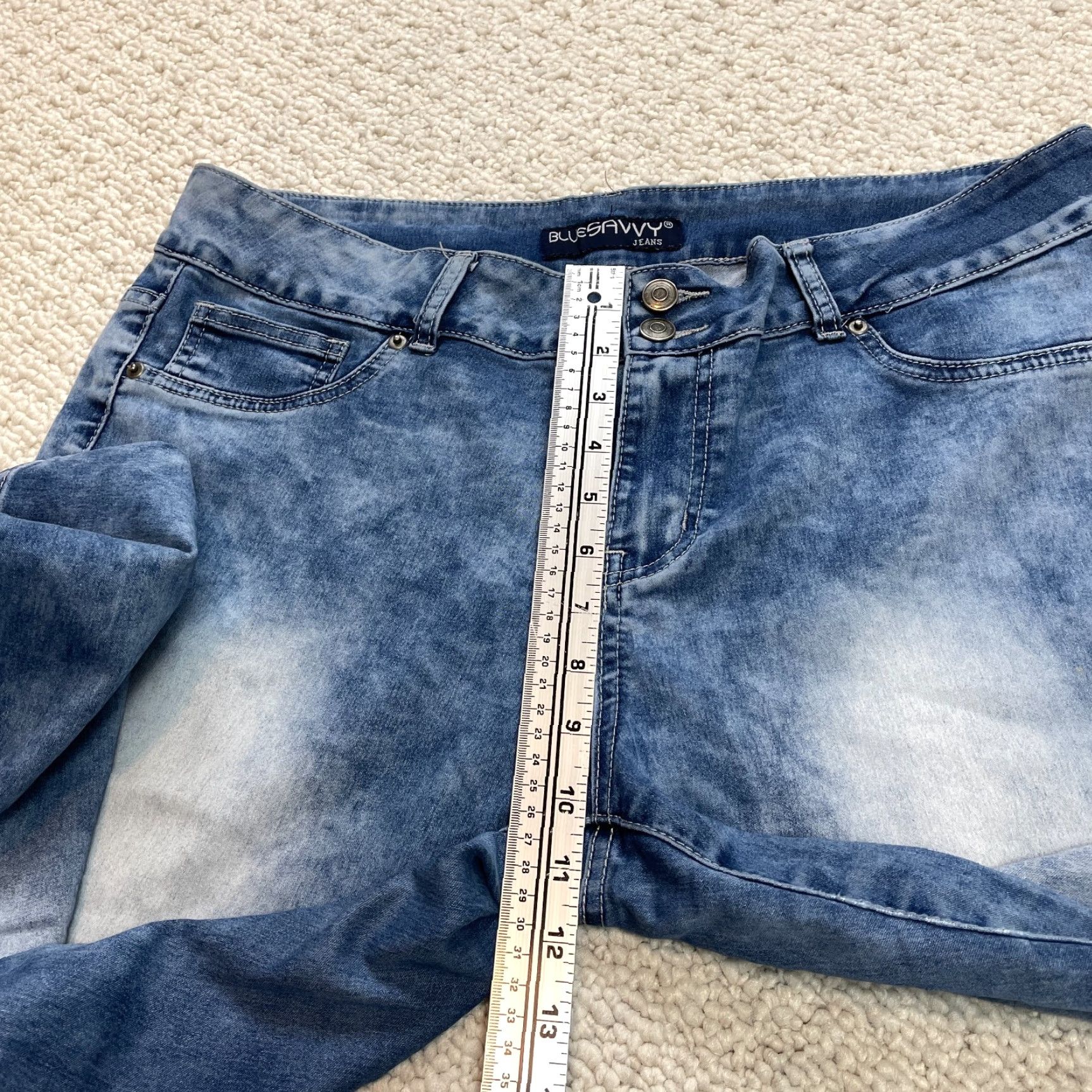 Denime Blue Savvy Jeans Womens 16 Denim Stone Washed Stretch Two Button Mid Rise 39x26 5-Pocket Design Size 38" / US 16 / IT 52 - 4 Thumbnail
