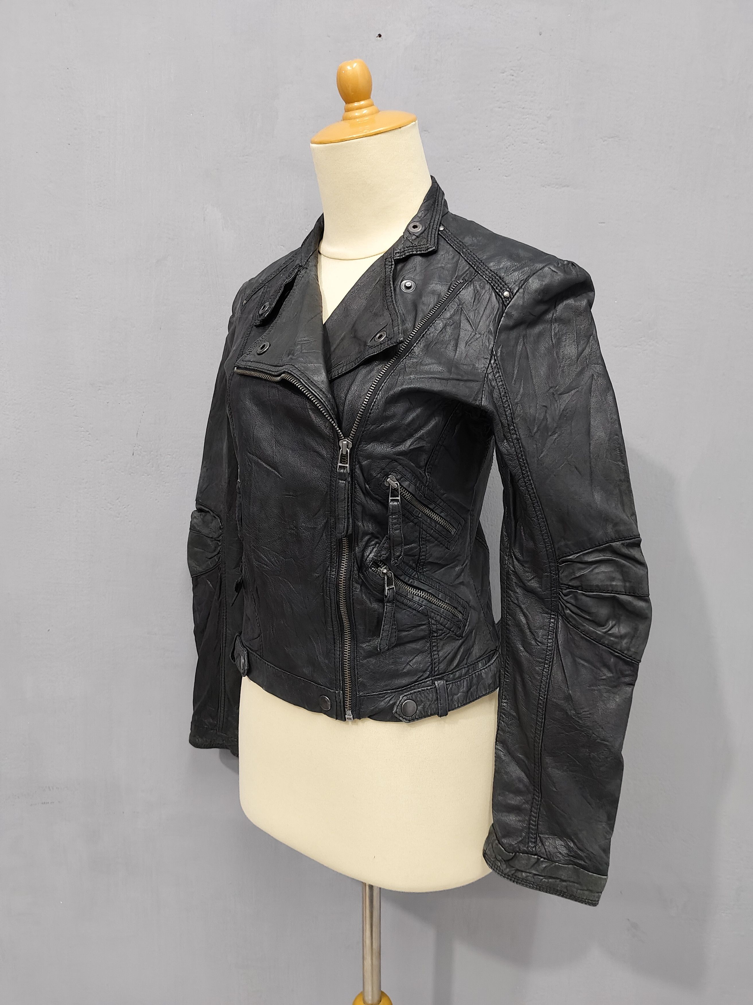 Zara ZARA- Punk Rock Grunge Biker Style Leather Jacket Size S / US 4 / IT 40 - 11 Thumbnail