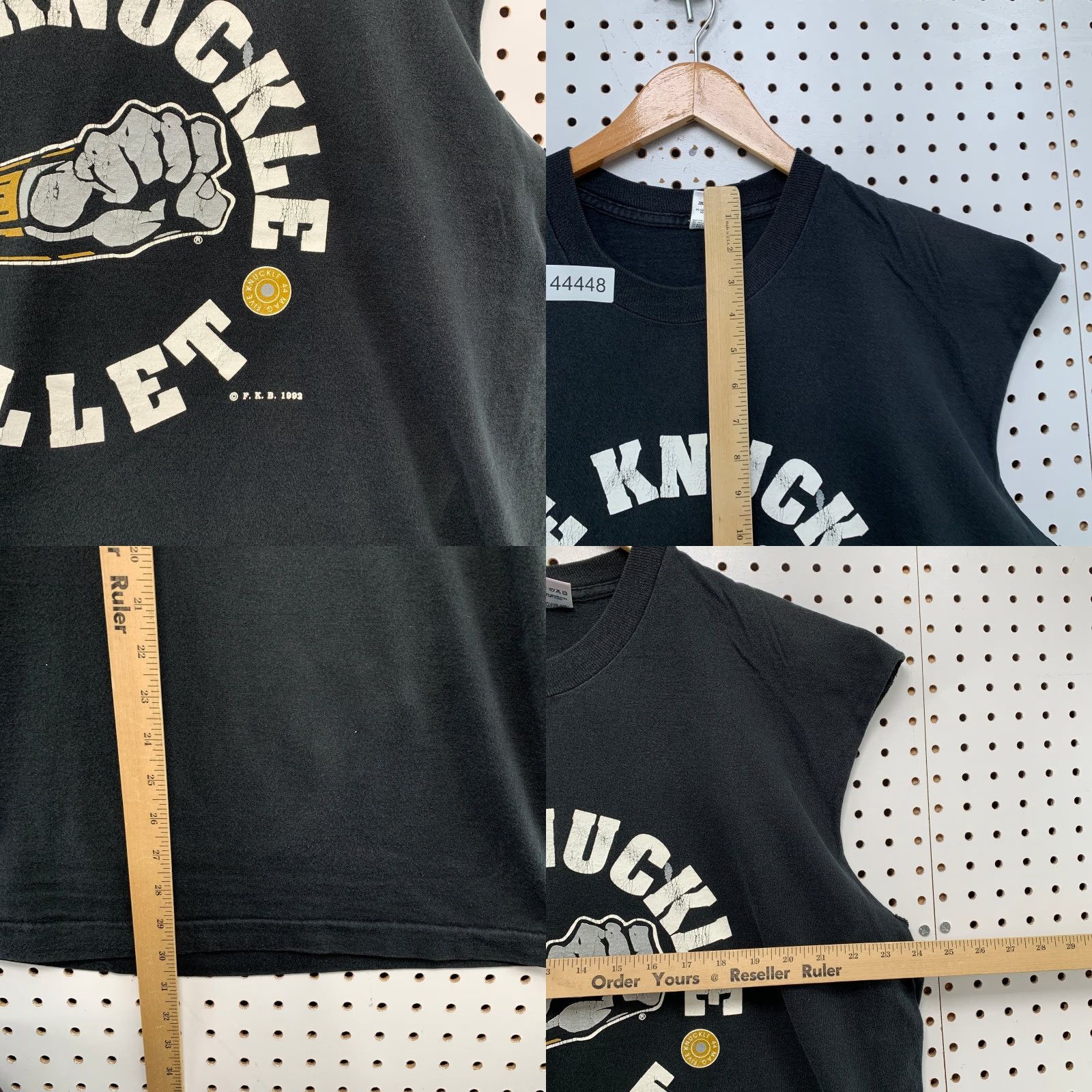 Fruit Of The Loom VINTAGE Five Knuckle Bullet T Shirt Mens 2XL Black Army Graphic Cotton Crew Neck Sleeveless 2000s Mens Size US XXL / EU 58 / 5 - 8 Thumbnail
