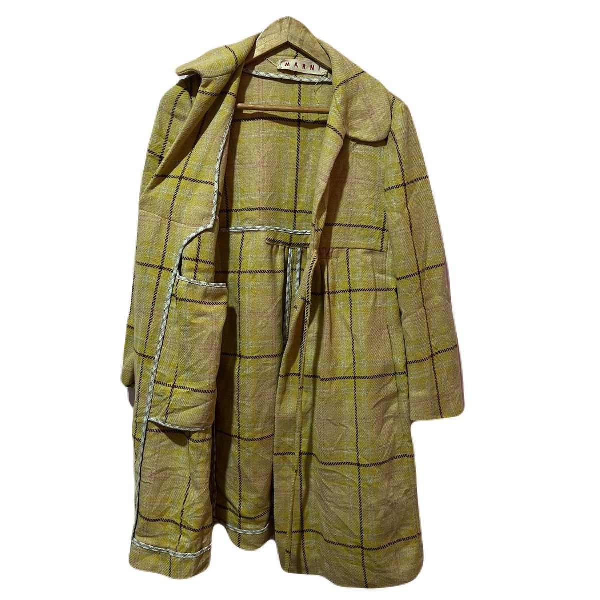 Marni MARNI Vintage Wool Check Coat Dress Italy 2000s Outerwear Size S / US 4 / IT 40 - 5 Thumbnail