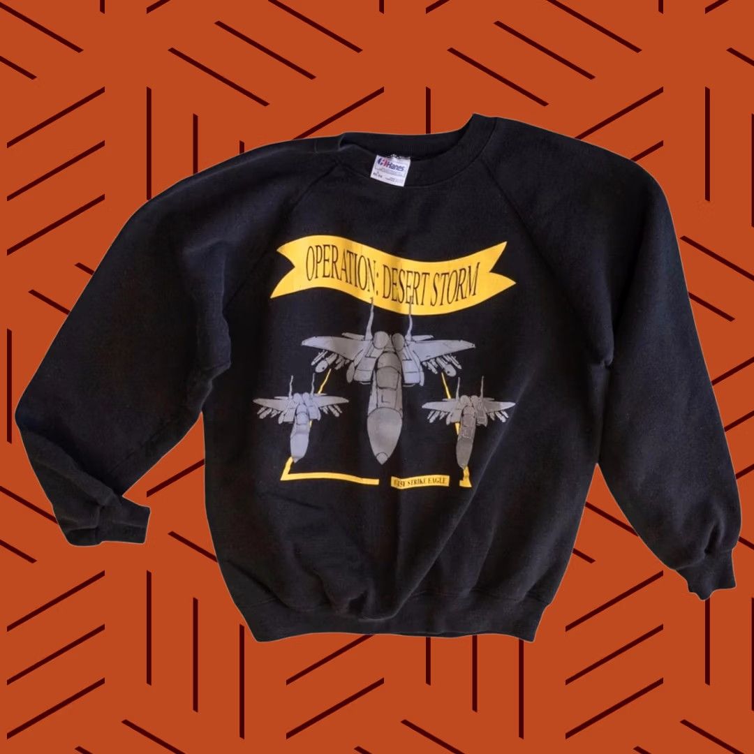 Hanes VINTAGE Operation Desert Storm Gulf War 1991 Crewneck Sweatshirt Large Black F-15E Hanes Size US L / EU 52-54 / 3 - 1 Thumbnail