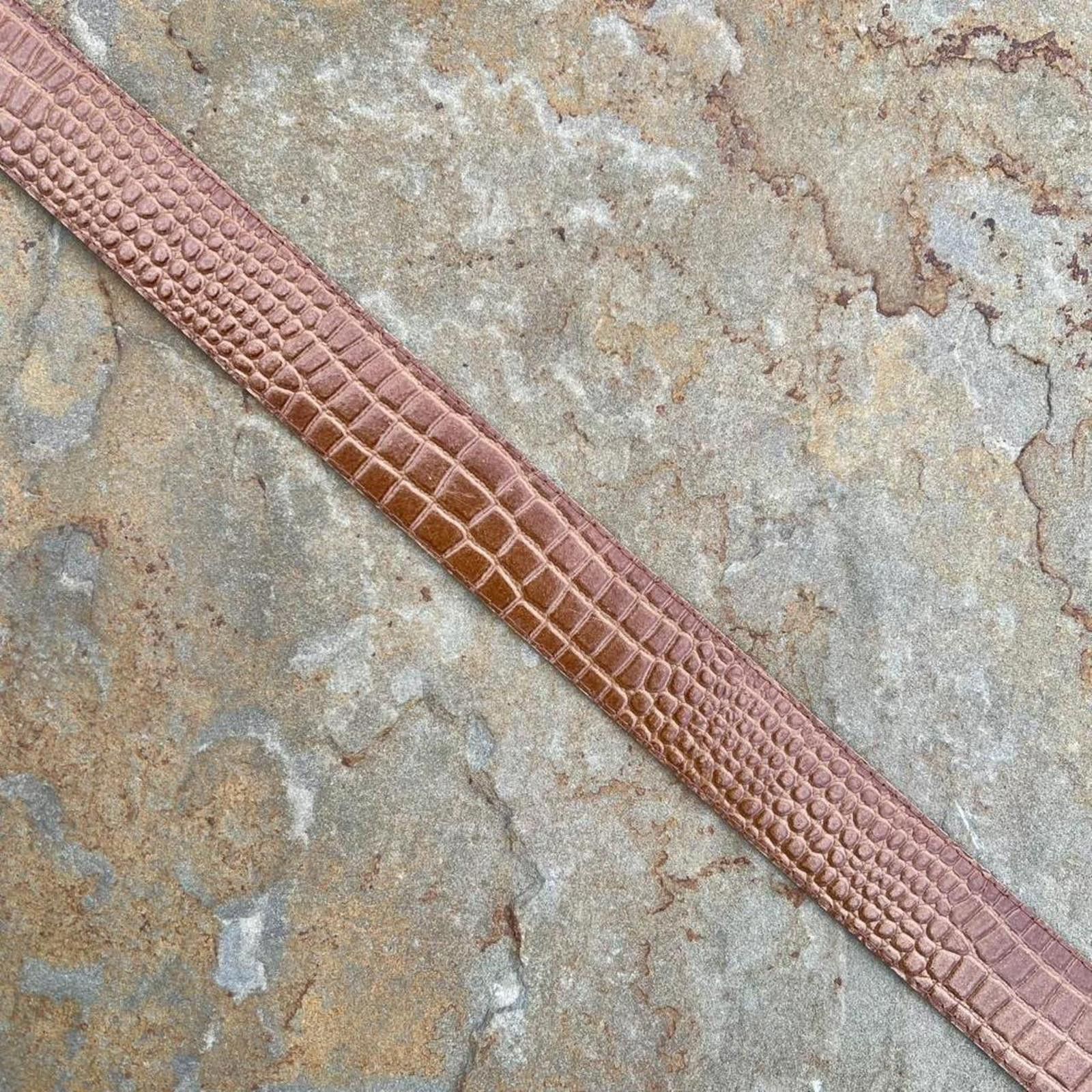 Vintage Vintage 90s BrownCroc Embossed Faux Leather Belt Size ONE SIZE - 3 Thumbnail