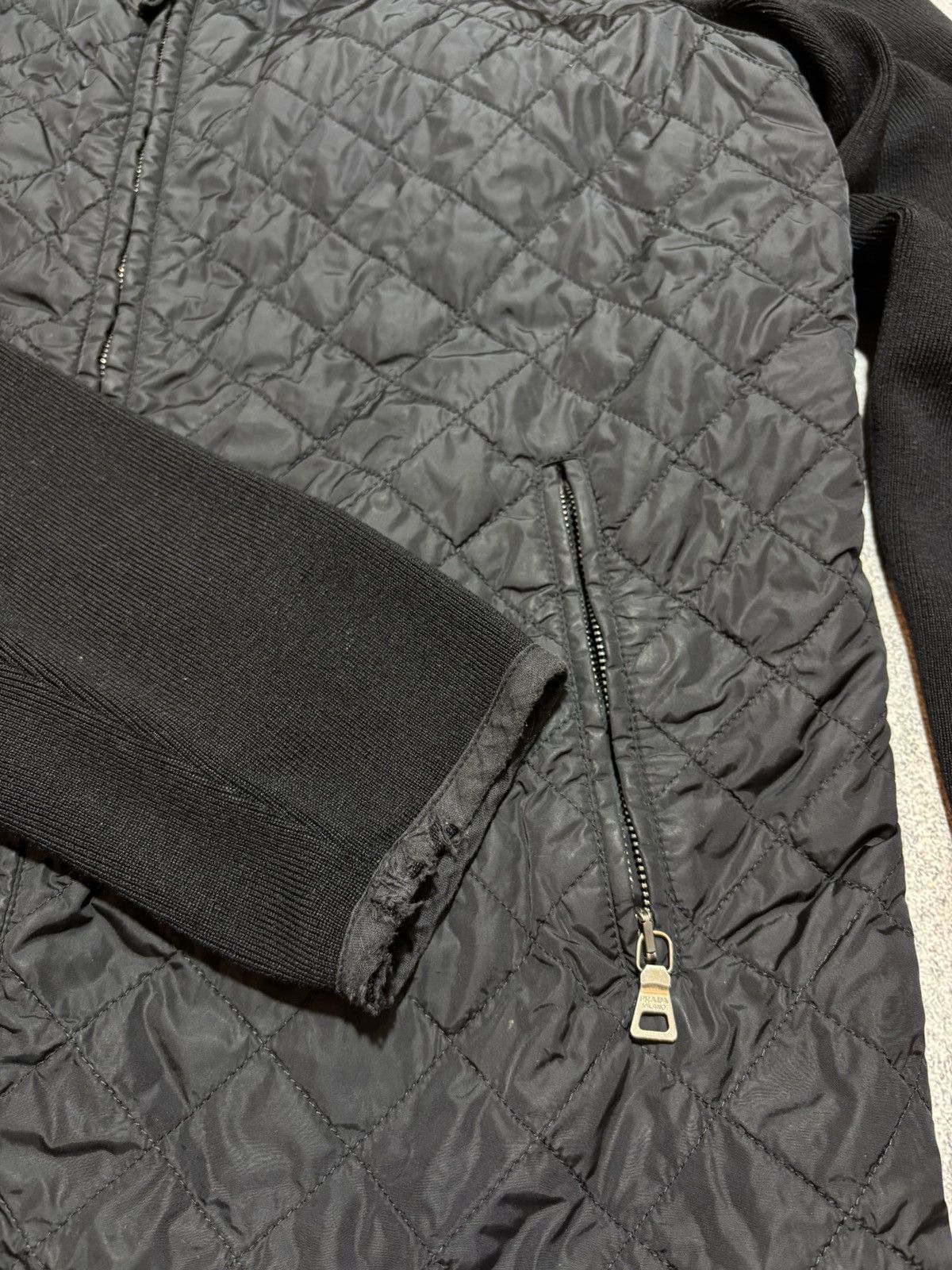 Prada Prada Nylon Jacket Quilted Knit Switching Wool 52 Black Size US XL / EU 56 / 4 - 9 Thumbnail