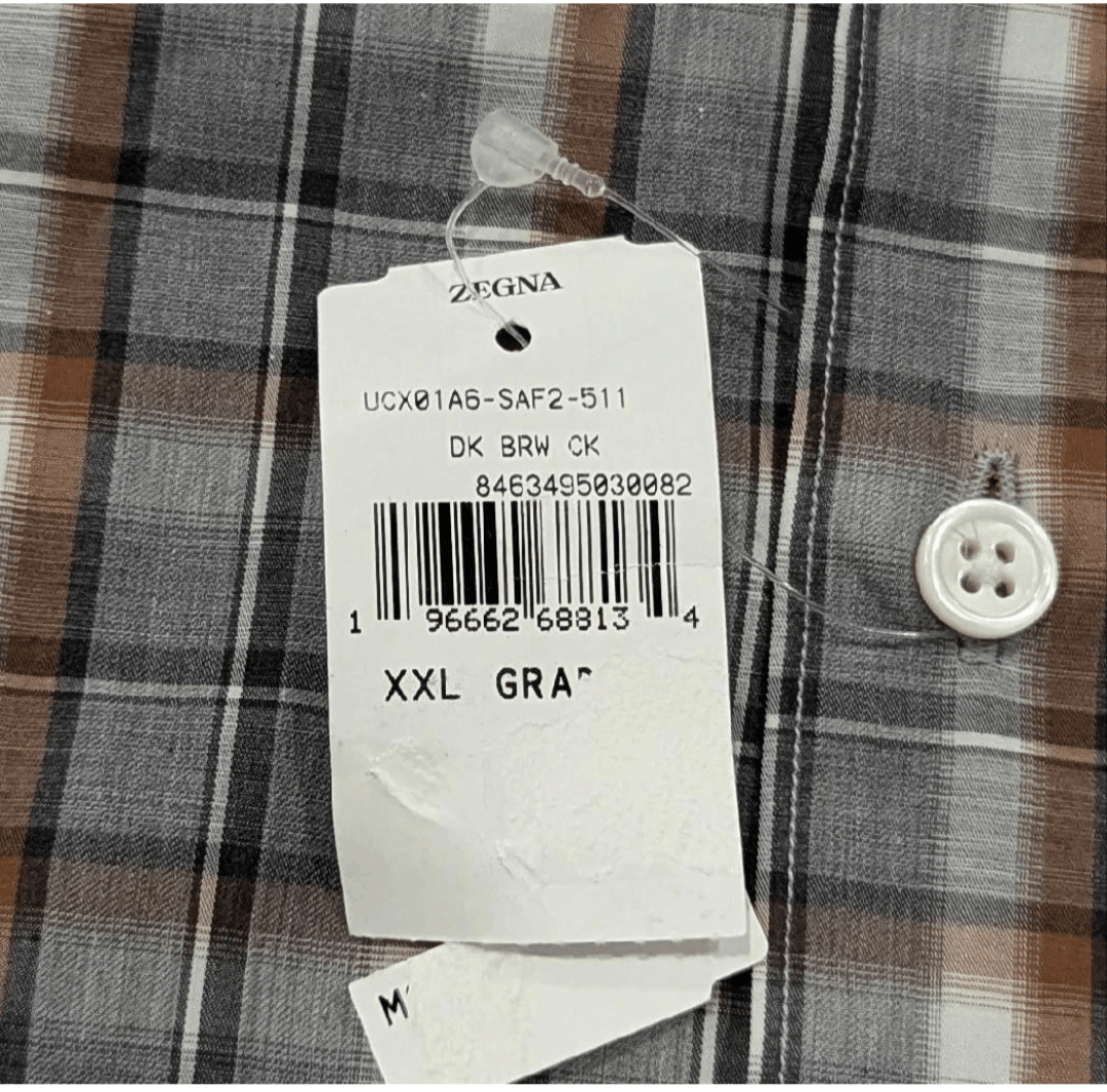 Ermenegildo Zegna Ermenegildo Zegna Check Button Up Shirt Gray/Brown 2XL Size US XXL / EU 58 / 5 - 6 Thumbnail