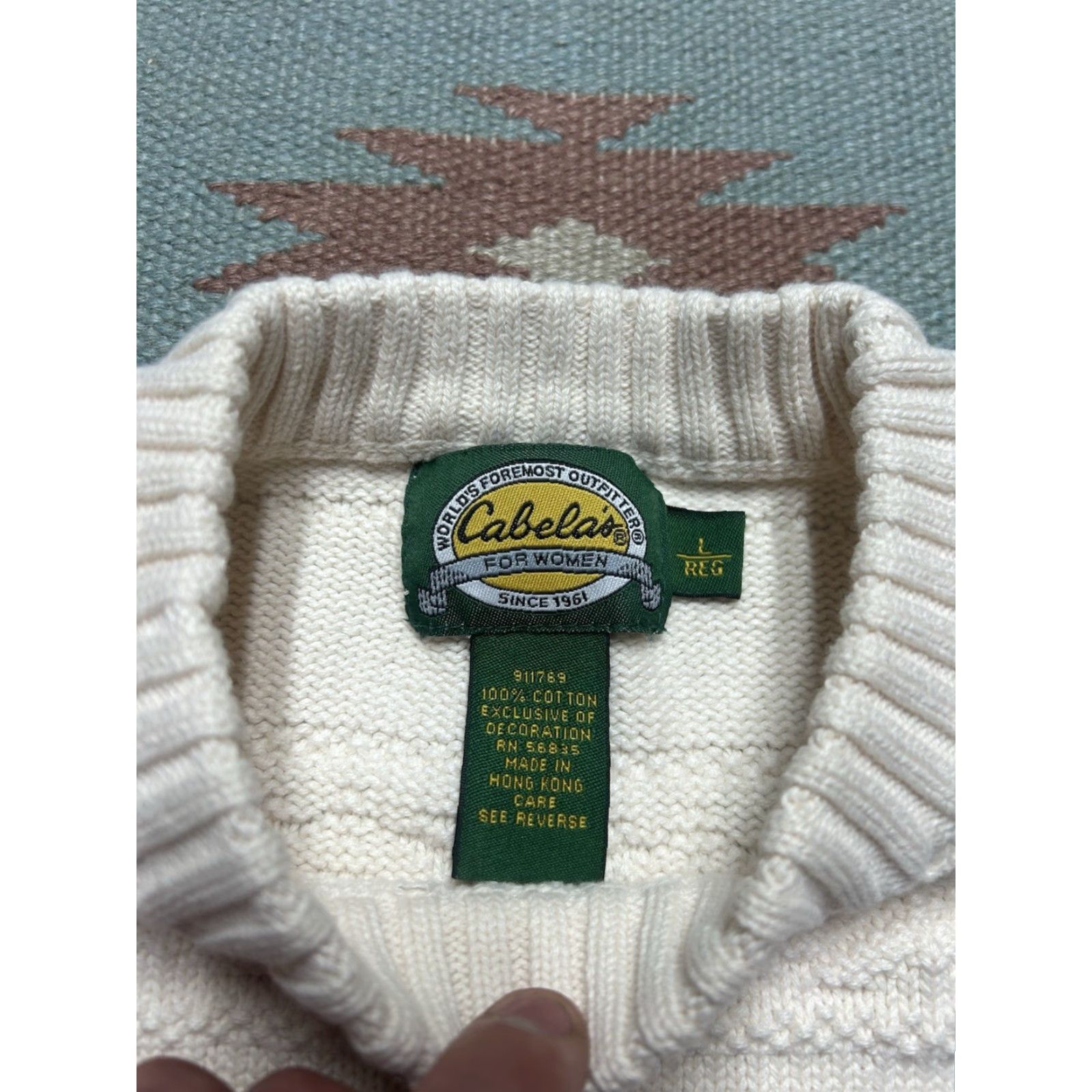 Vintage VINTAGE Cabela’s Cotton Knit Sweater Embroidered Birds Nature Flaws Womens Large L White Pullover Knit Shirt 60s 70s? Size L / US 10 / IT 46 - 6 Thumbnail