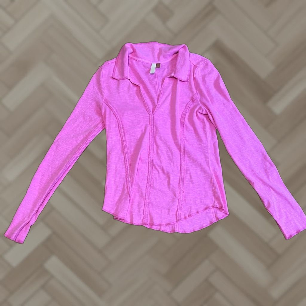 Vintage Pilcro Anthropologie Blouse Womens Pink Long Sleeve M Size M / US 6-8 / IT 42-44 - 1 Thumbnail