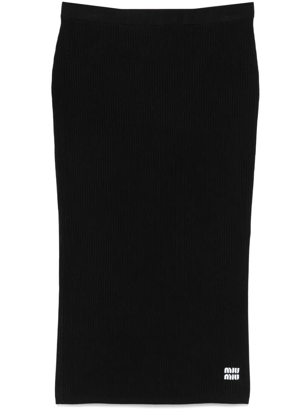 Miu Miu o1B3y1r0426 Intarsia-Logo Midi Skirt in Black Size 25" / US 0 / IT 36 - 1 Thumbnail