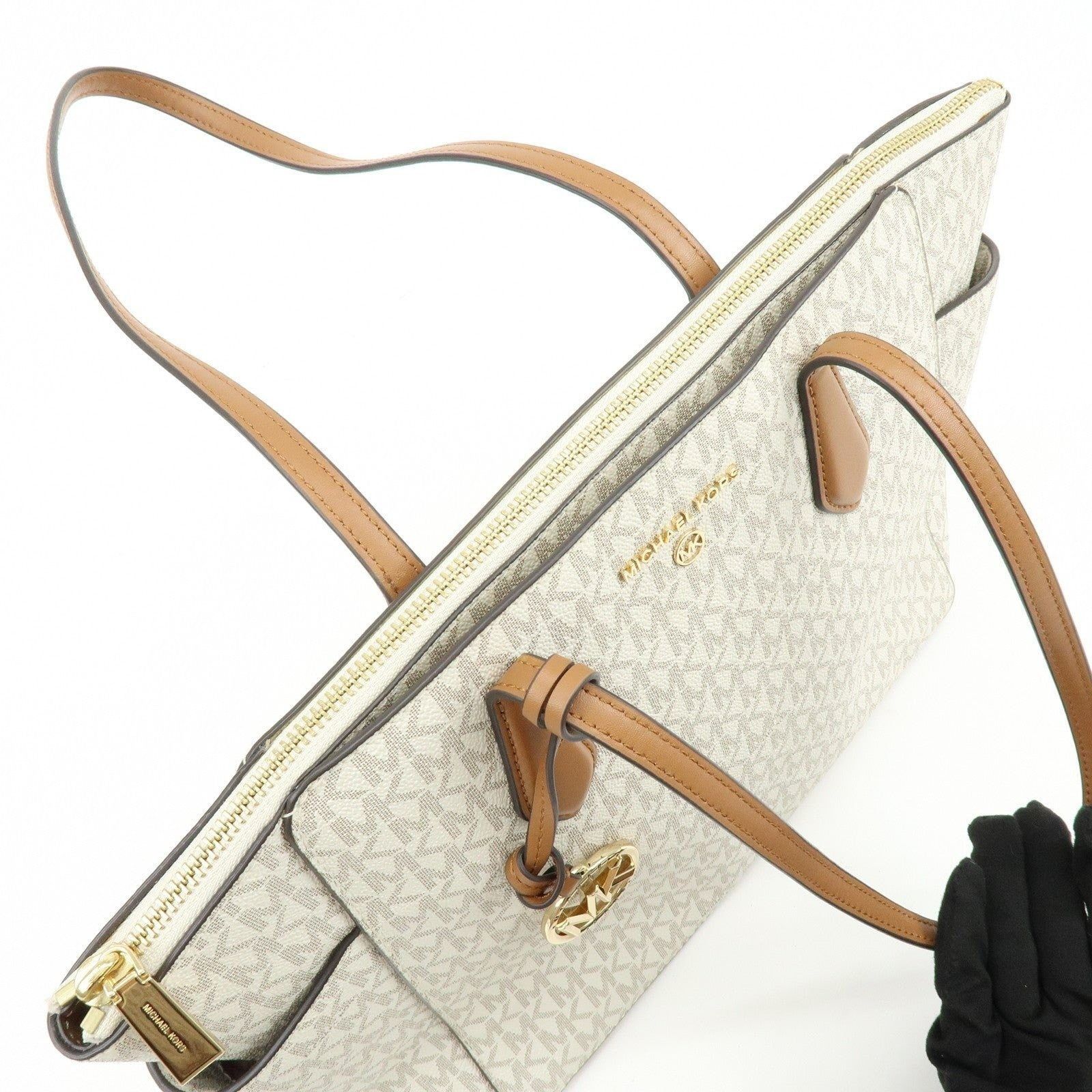 Michael Kors Michael Kors MK Signature Coated Canvas Shoulder Bag White Size ONE SIZE - 5 Thumbnail