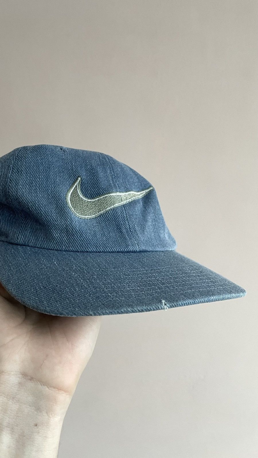Nike × Vintage Vintage 90s Nike Center Big Logo Blue Streetwear Cap OS Size ONE SIZE - 4 Thumbnail