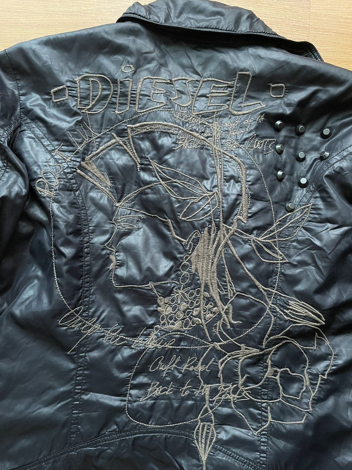 Diesel Vintage Diesel Logo Avant Garde Biker Jacket Backprint Size XS / US 0-2 / IT 36-38 - 19 Thumbnail