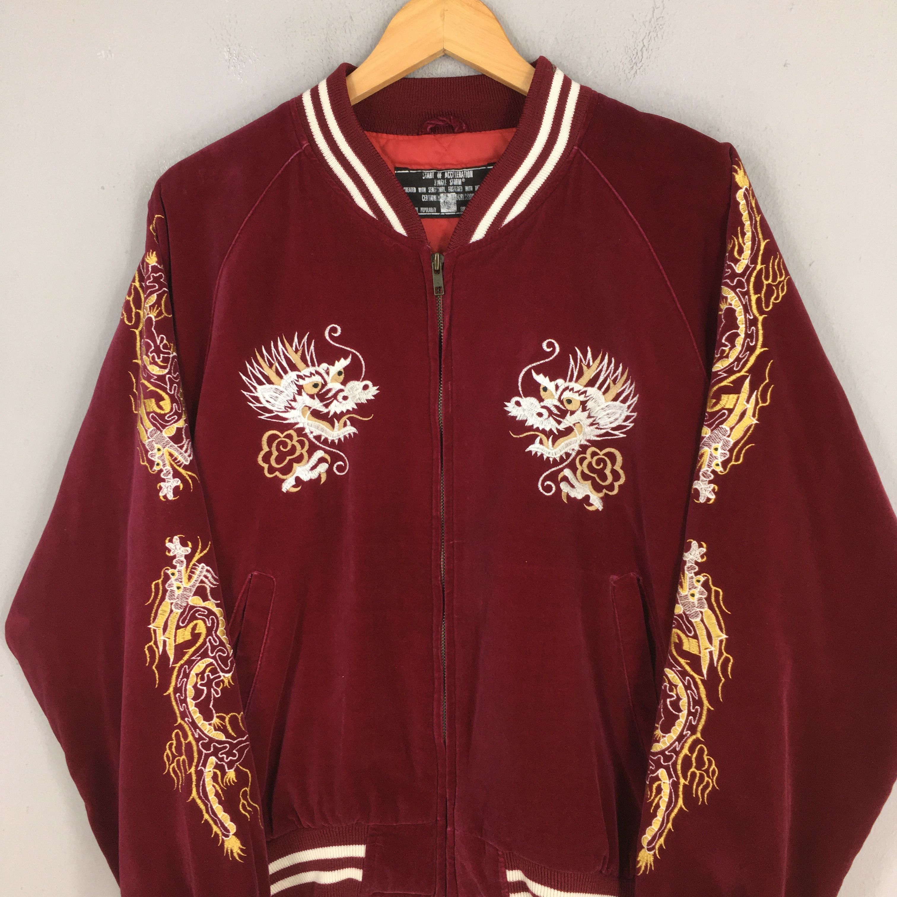 Japanese Brand Vintage 1980's Sukajan Dragon Okinawa Red Souvenir Jacket L Size US L / EU 52-54 / 3 - 2 Thumbnail