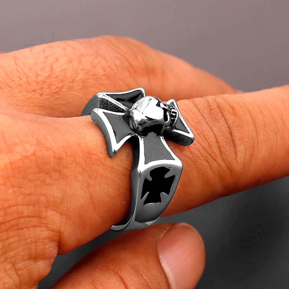 Vintage Soldier Retro Cross Ring Size 44 - 2 Thumbnail