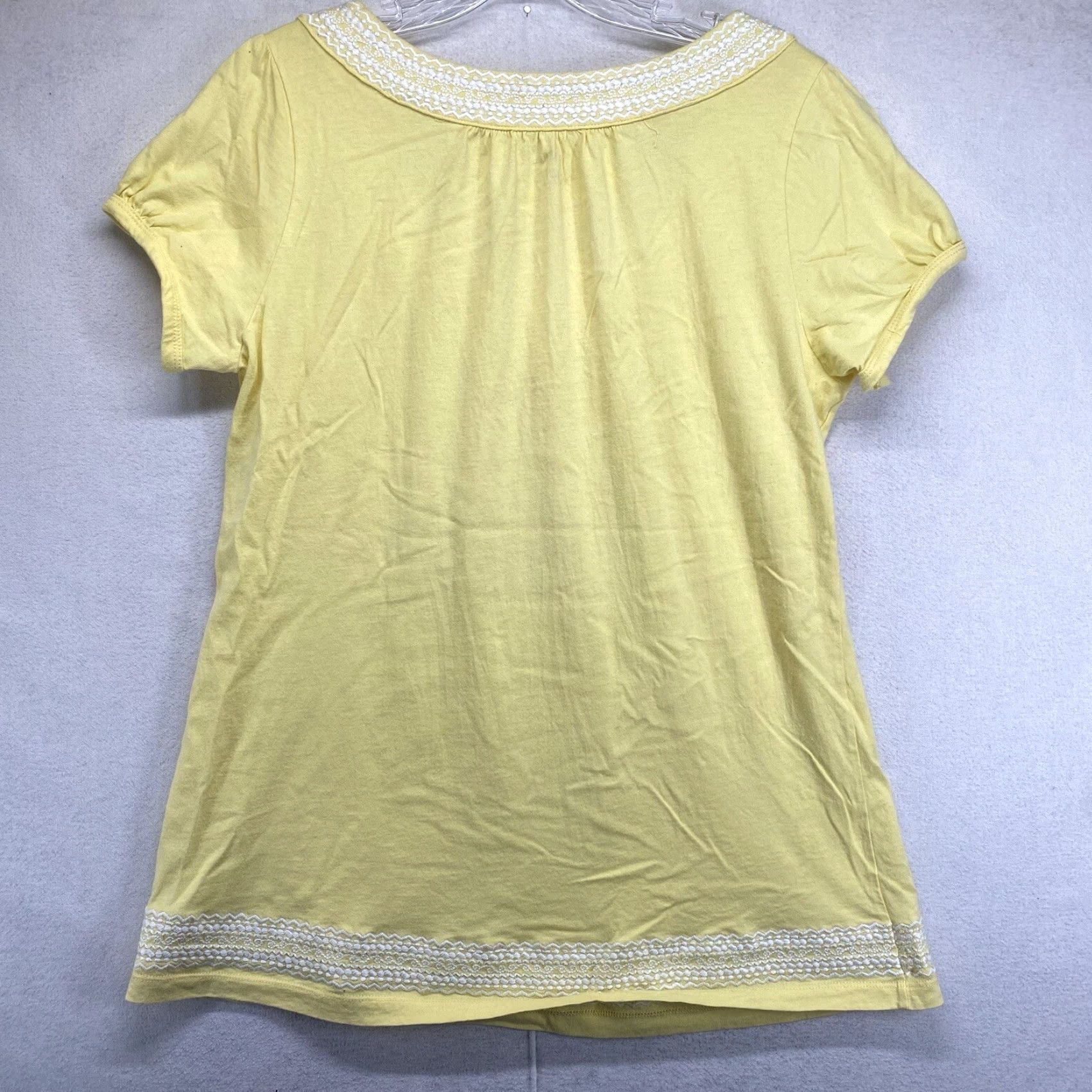 Vintage Hannah Women’s Yellow Short Sleeve Blouse Size Medium Sunflower Embroidered 90s Size M / US 6-8 / IT 42-44 - 2 Thumbnail
