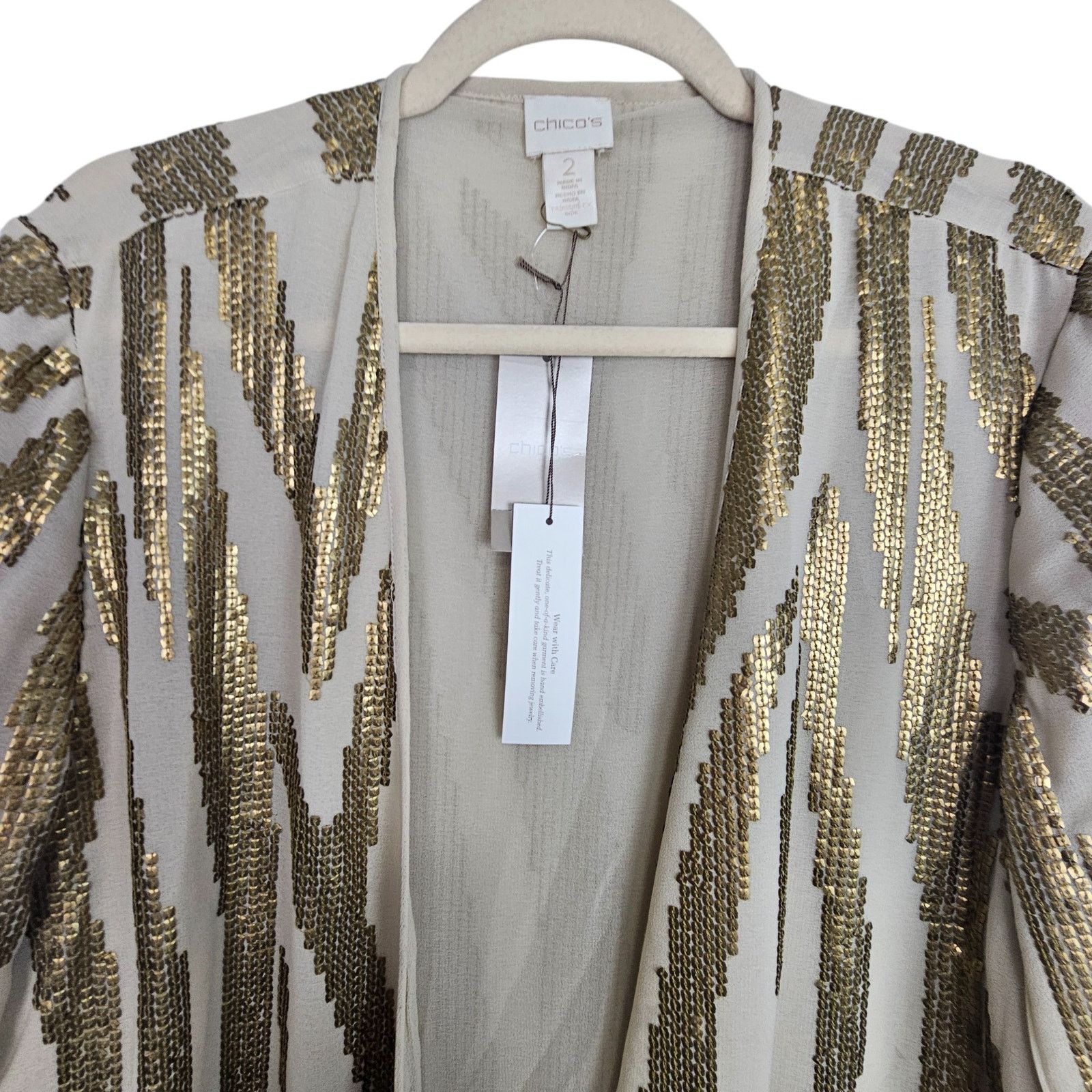 Chicos Chicos Sequin Zebra Print Cardigan Embellished Artisan Size L / US 10 / IT 46 - 2 Thumbnail
