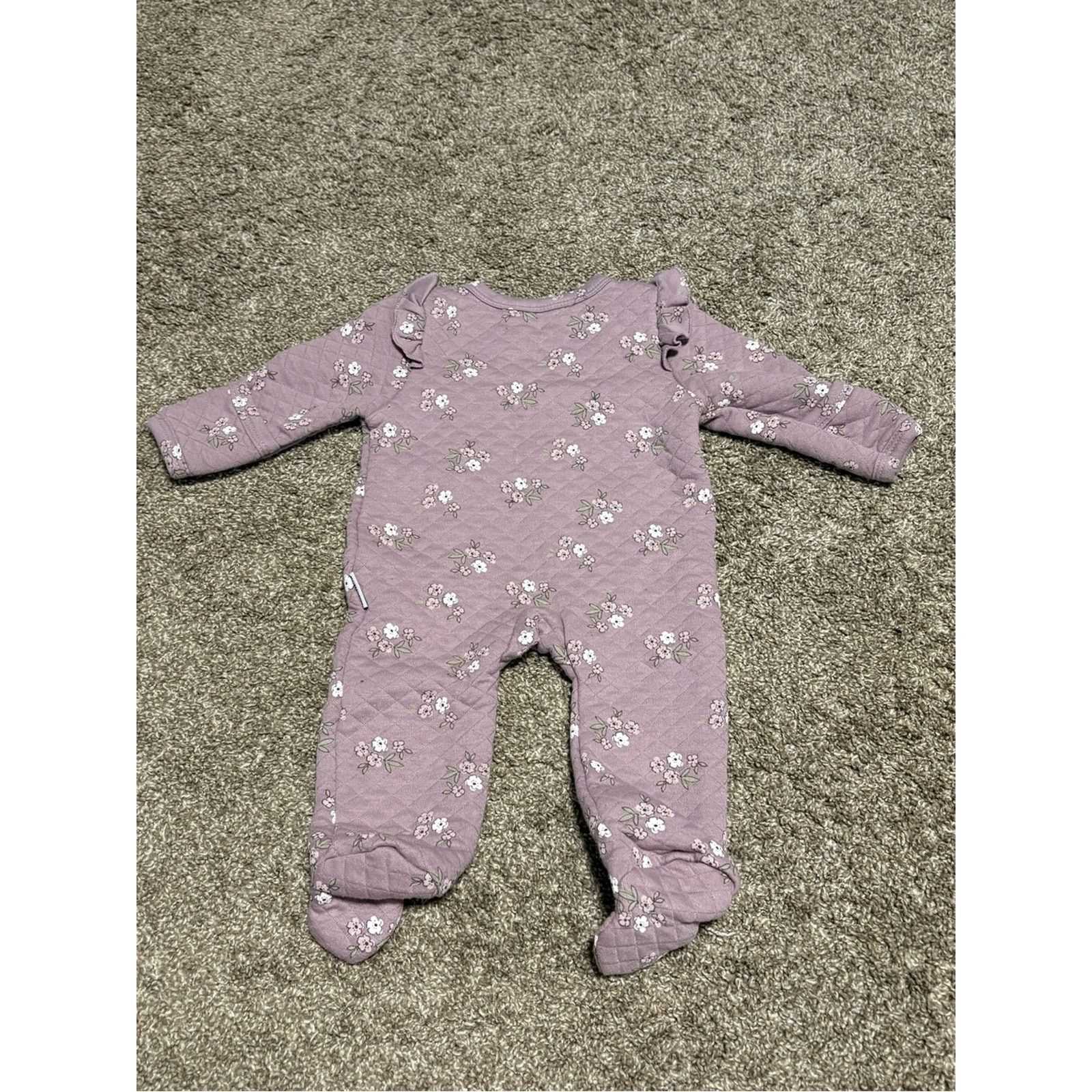 Badgley Mischka (Badgley Mischka) Quilted Purple Floral Romper:Size 0-3Month Size ONE SIZE - 2 Thumbnail