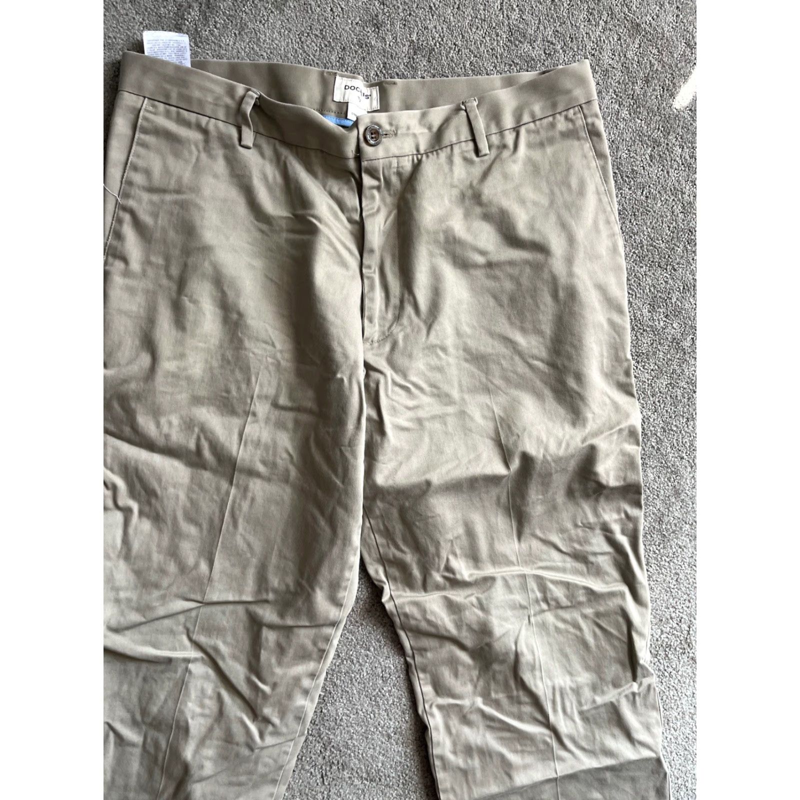 Dockers DOCKERS Pants Flat Front Chino Regular Mens Beige 36x34 36 34 Cotton Belt Loops Straight Front Vintage No N/A Size US 36 / EU 52 - 2 Thumbnail