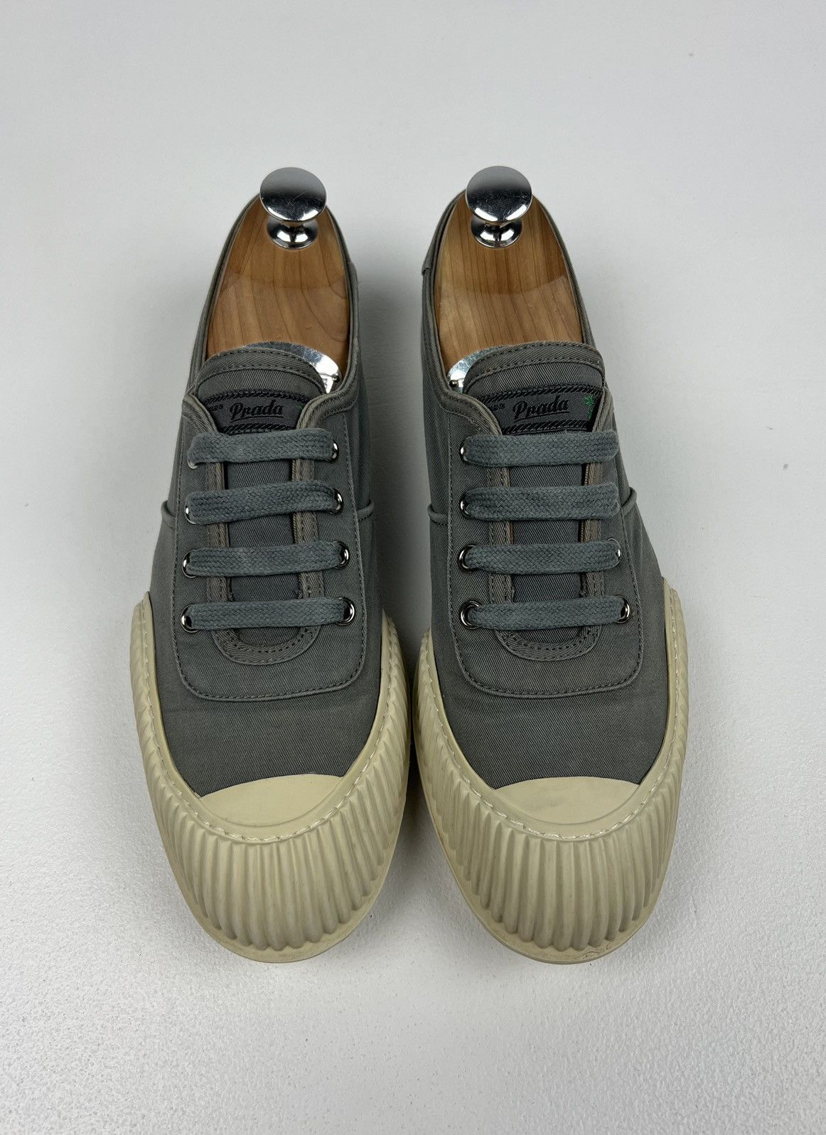 Prada PRADA Sneakers Low-Top Shoes Denim Rubber Logo Gray Wmn’s Size US 9 / IT 39 - 3 Thumbnail