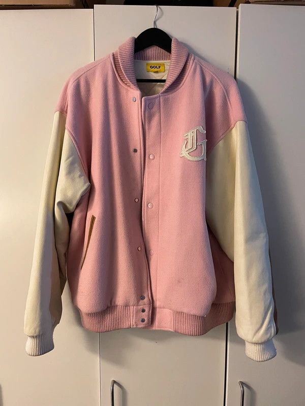 Golf Wang WOOL G LETTERMAN JACKET by GOLF WANG Light Pink / XL Size US XL / EU 56 / 4 - 1 Thumbnail
