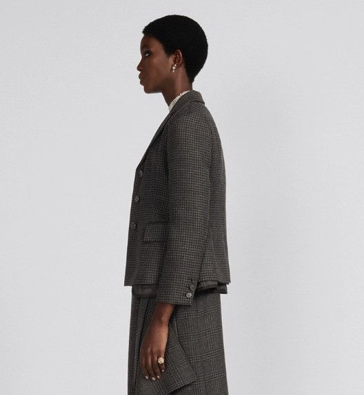 Dior o1w1db10824 Houndstooth Mohair & Wool Jacket in Gray Size M / US 6-8 / IT 42-44 - 5 Thumbnail