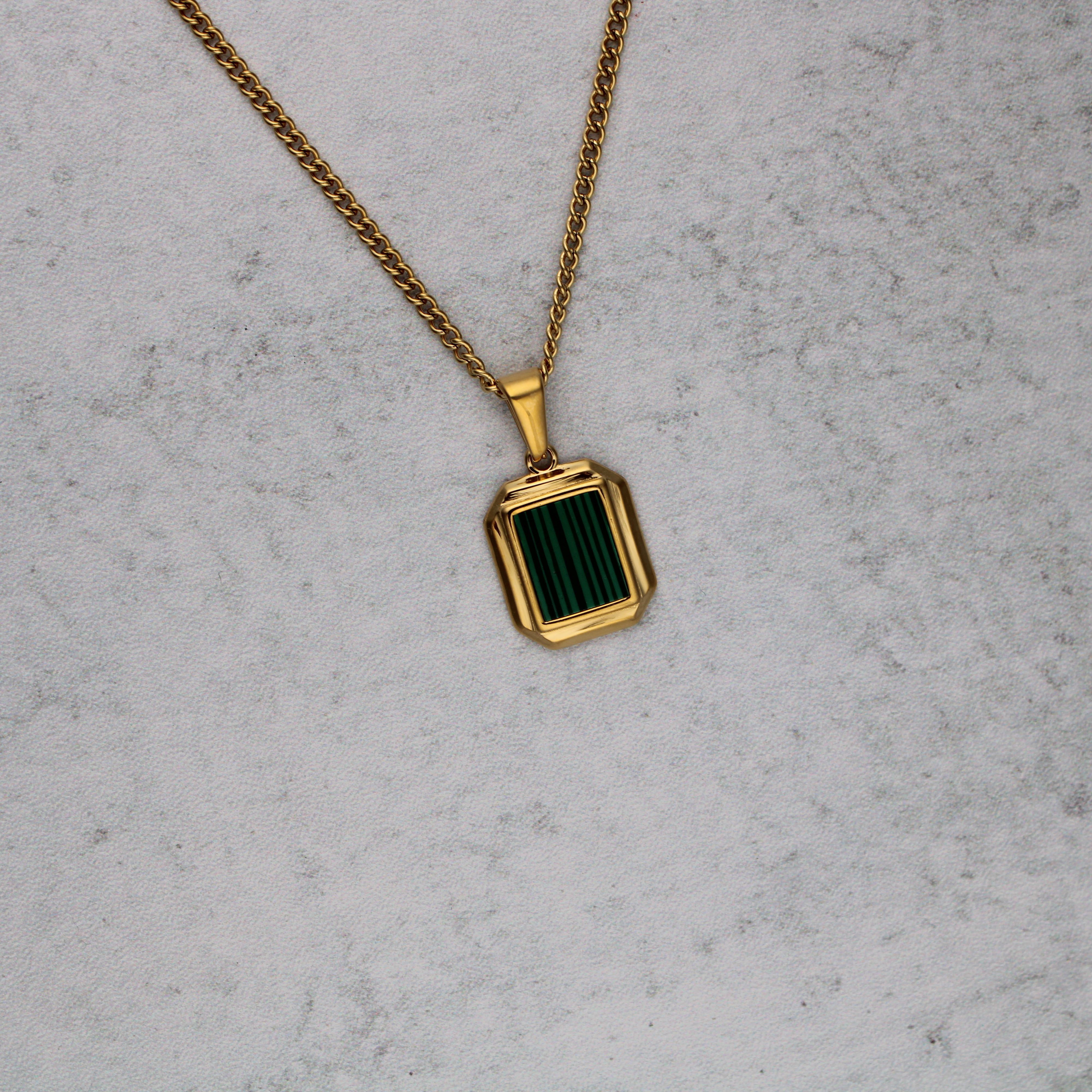 Jewelry Gold Mini Faux Malachite Pendant Necklace Size ONE SIZE - 5 Thumbnail