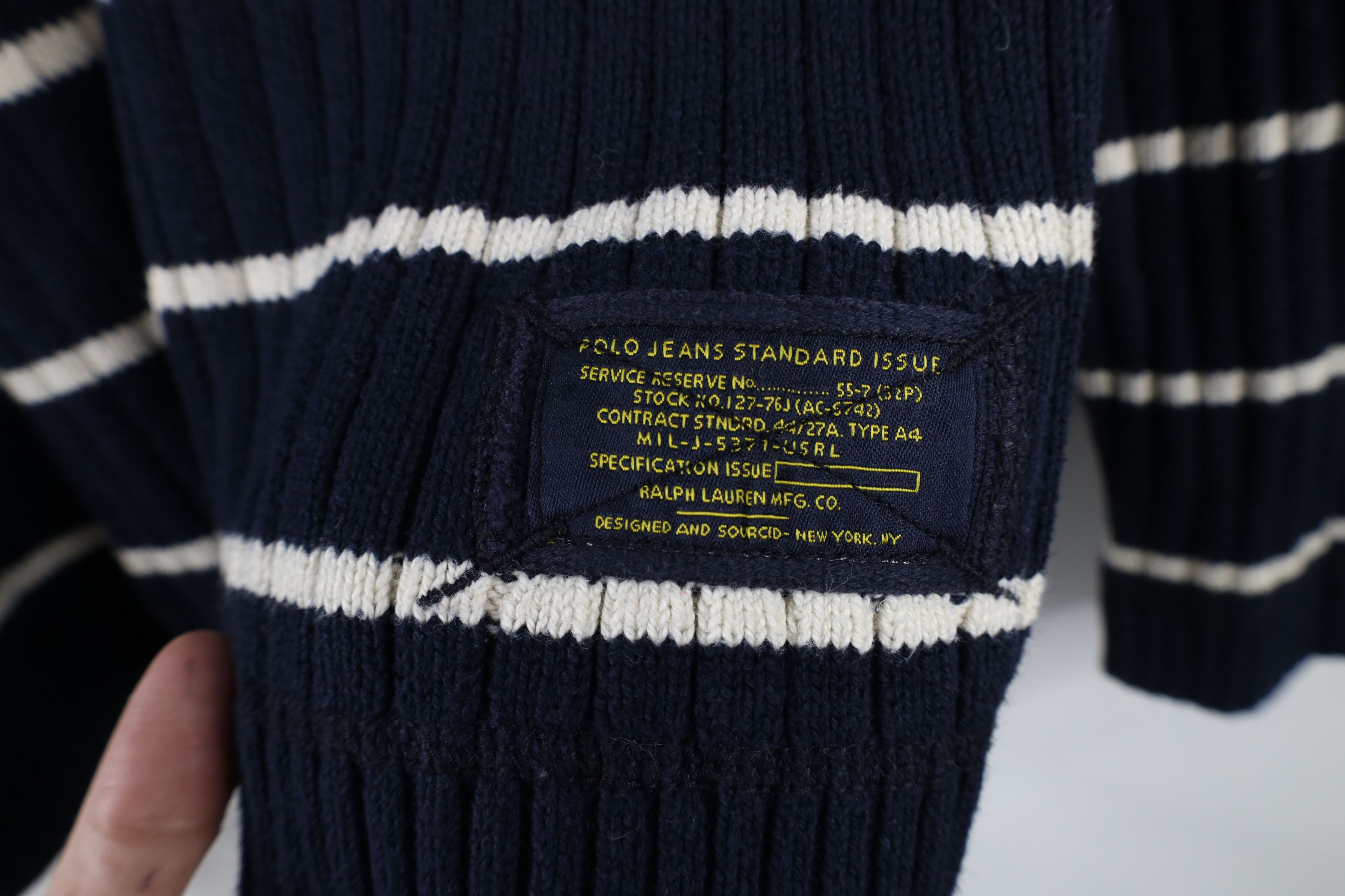 Polo Ralph Lauren Vintage 90s Y2K Ralph Lauren Ribbed Knit Sweater Blue Size US M / EU 48-50 / 2 - 4 Thumbnail