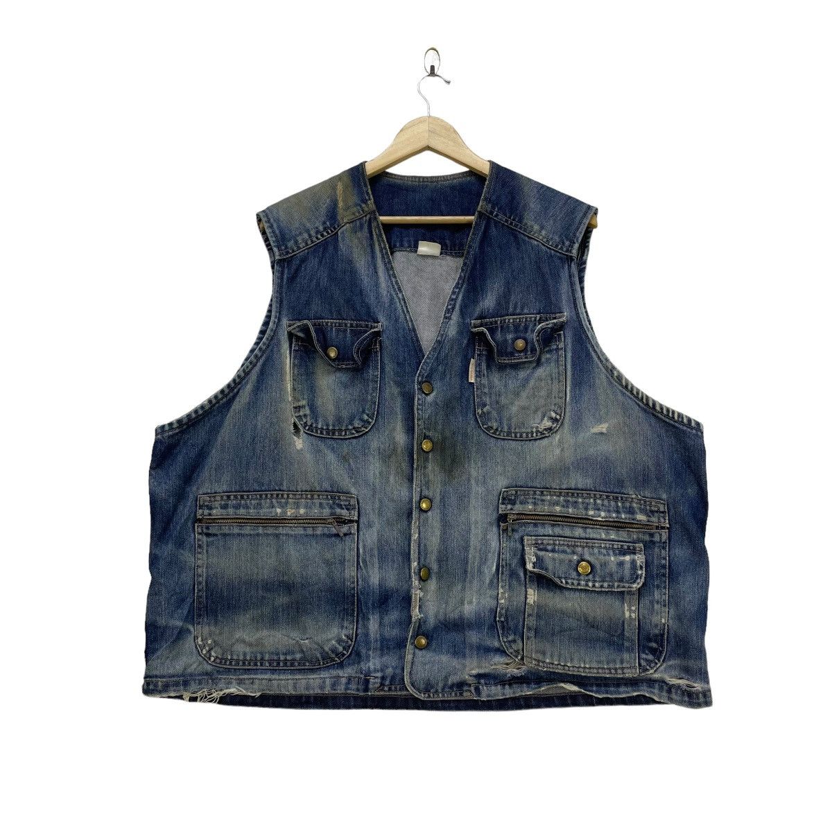 Oshkosh × Vintage Vintage Oshkosh Distressed Vest Denim Jacket Size US L / EU 52-54 / 3 - 1 Thumbnail