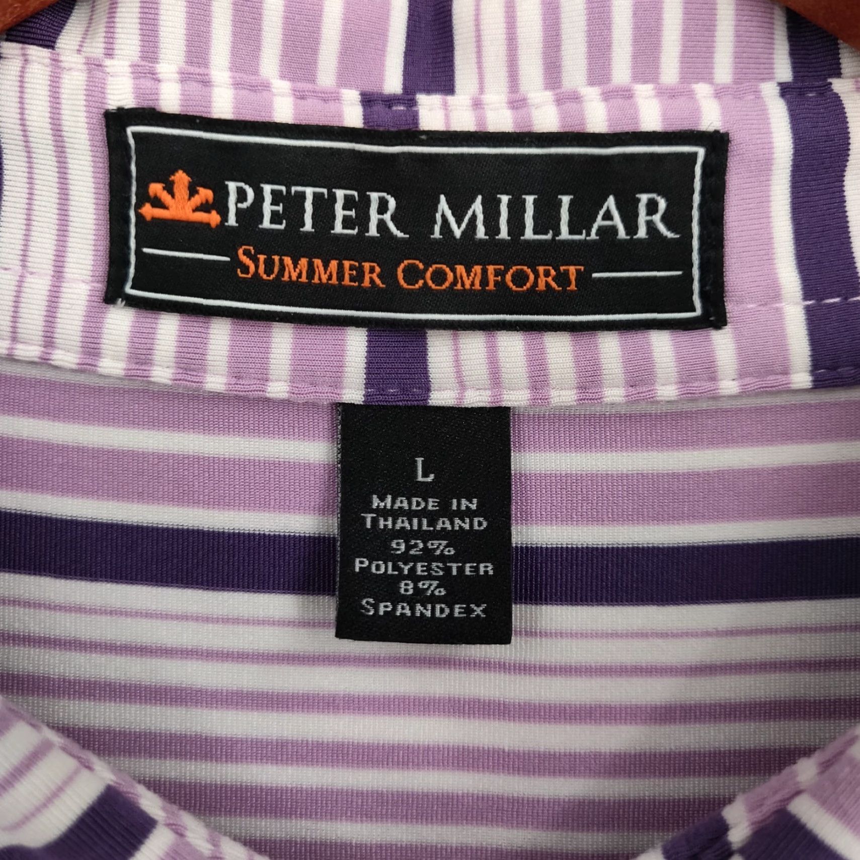 Peter Millar Peter Millar Summer Comfort Polo Shirt Mens Large Purple Striped Golf Shirt Size US L / EU 52-54 / 3 - 6 Thumbnail