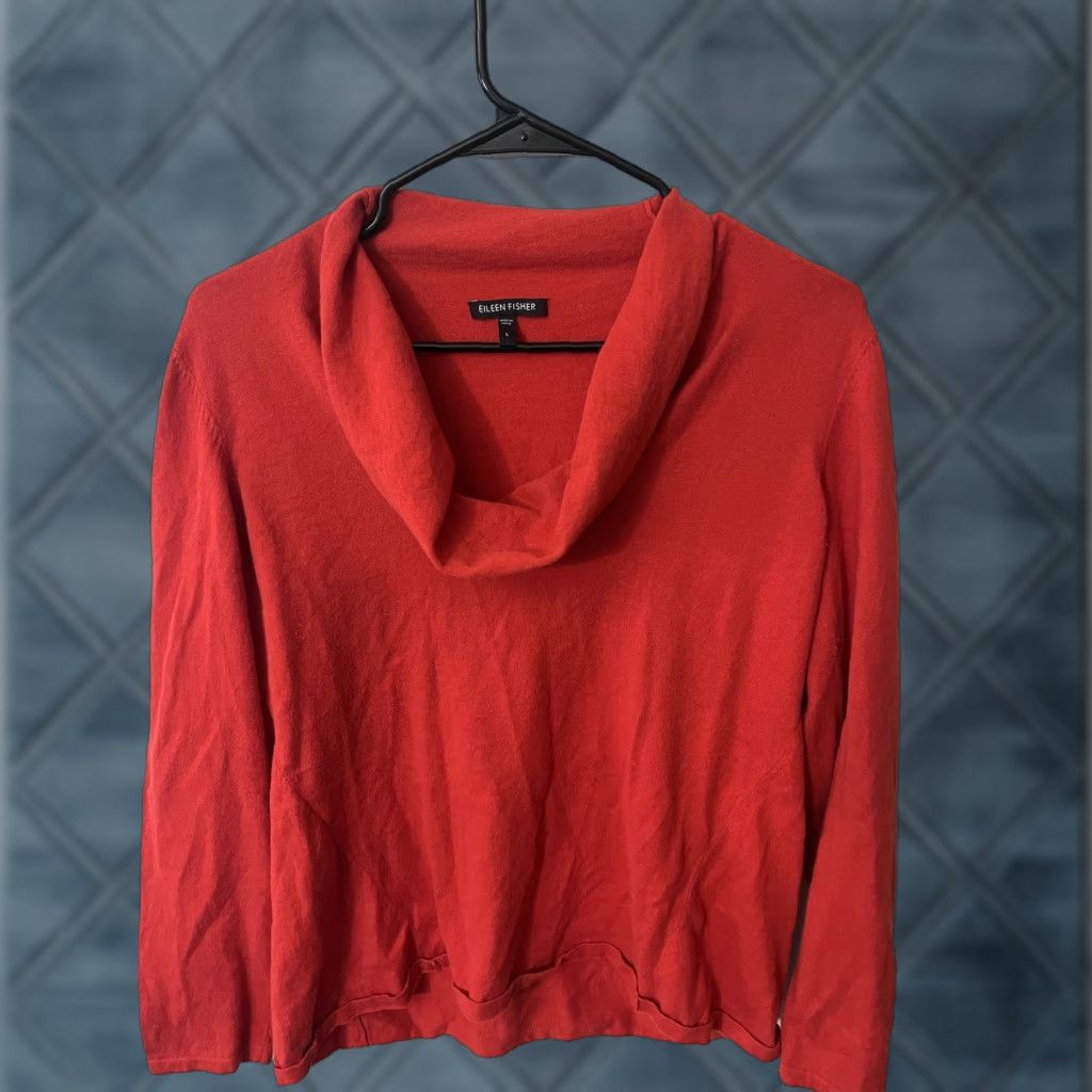 Eileen Fisher EILEEN FISHER SILK BLEND Cowl Neck Pullover Sweater Size Large Size L / US 10 / IT 46 - 1 Thumbnail