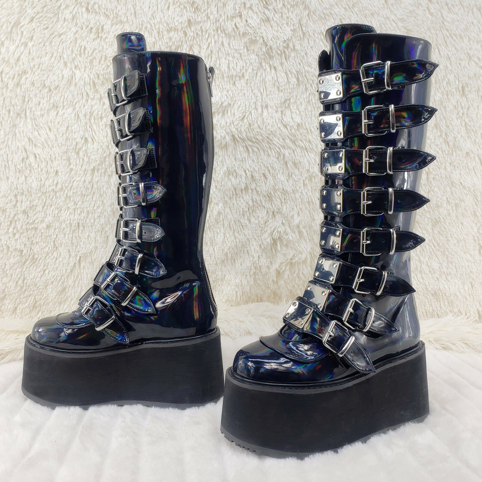 Other DEMONIA Damned 318 Multi Strap Goth Punk 3.5" Platform Boot Size US 11 / IT 41 - 6 Thumbnail