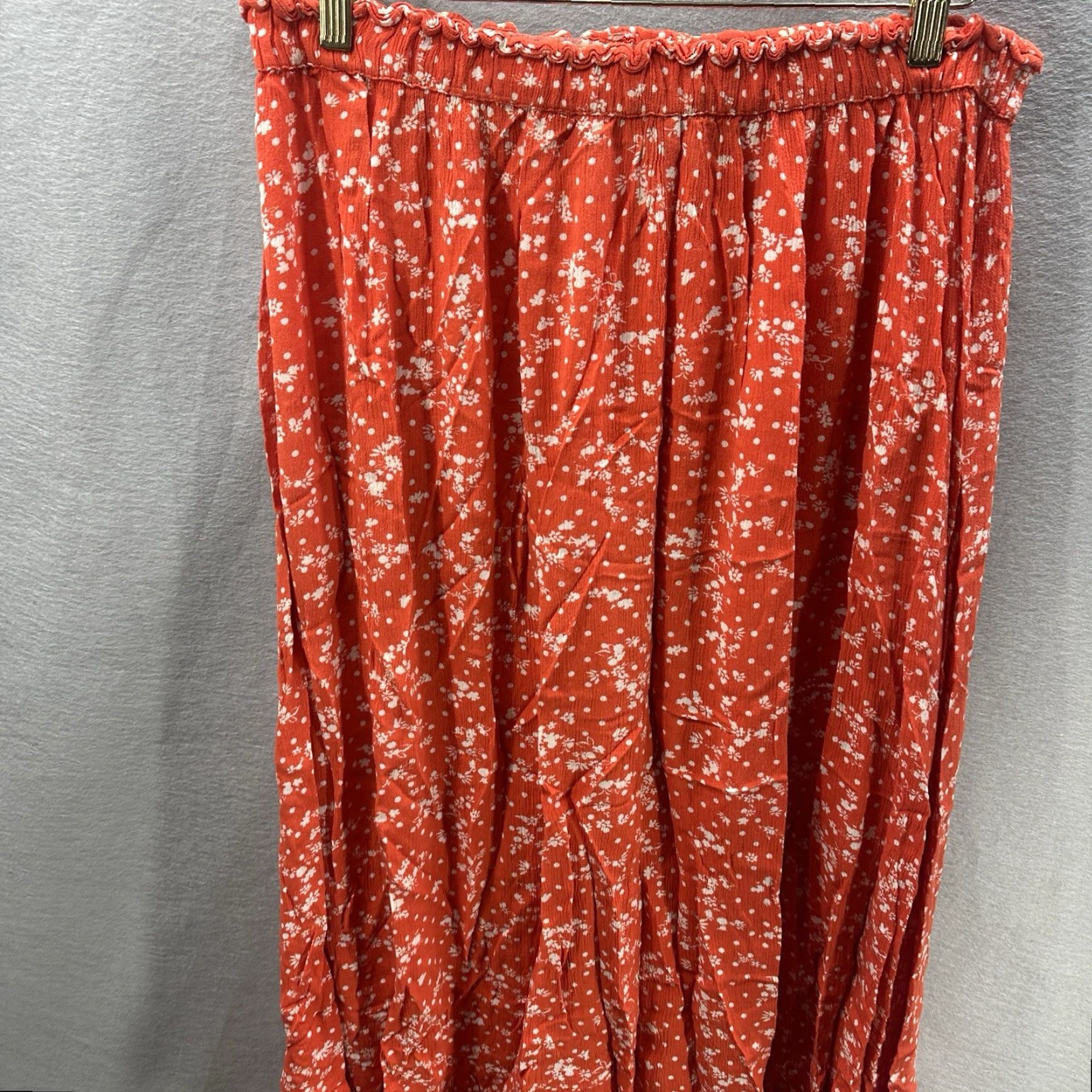 Vintage Seed Heritage Skirt Womens XL Floral Elastic Waist A-Line Long Orange 90s Bohemian Festival Vintage No? Size 40" / US 18 - 4 Thumbnail
