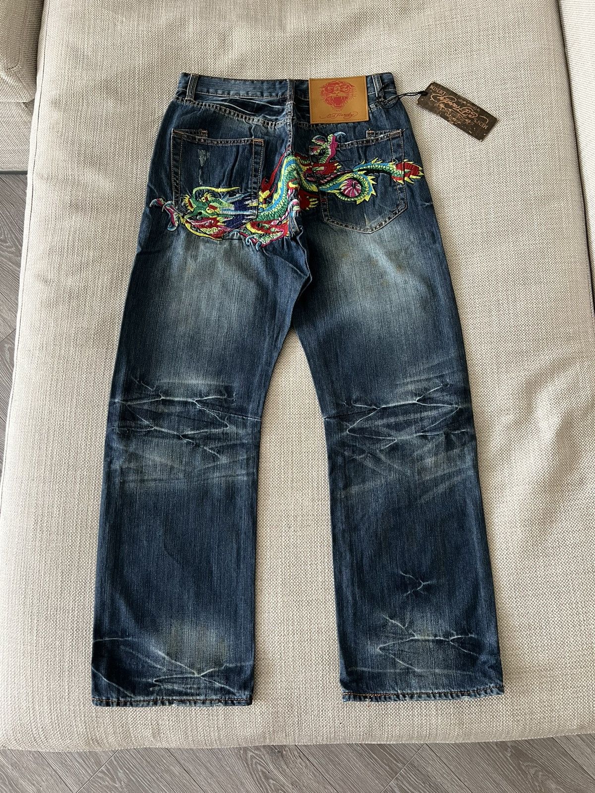 image of Ed Hardy Jeans By Christian Audigier Pants Dragon in Denim, Men's (Size 32)