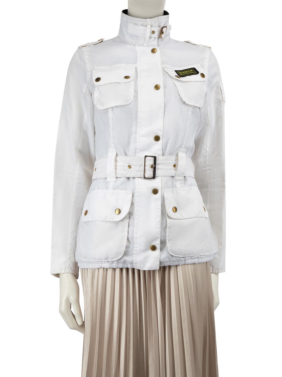 image of Barbour White Waxed Belted Jacket, Women's (Size Small)