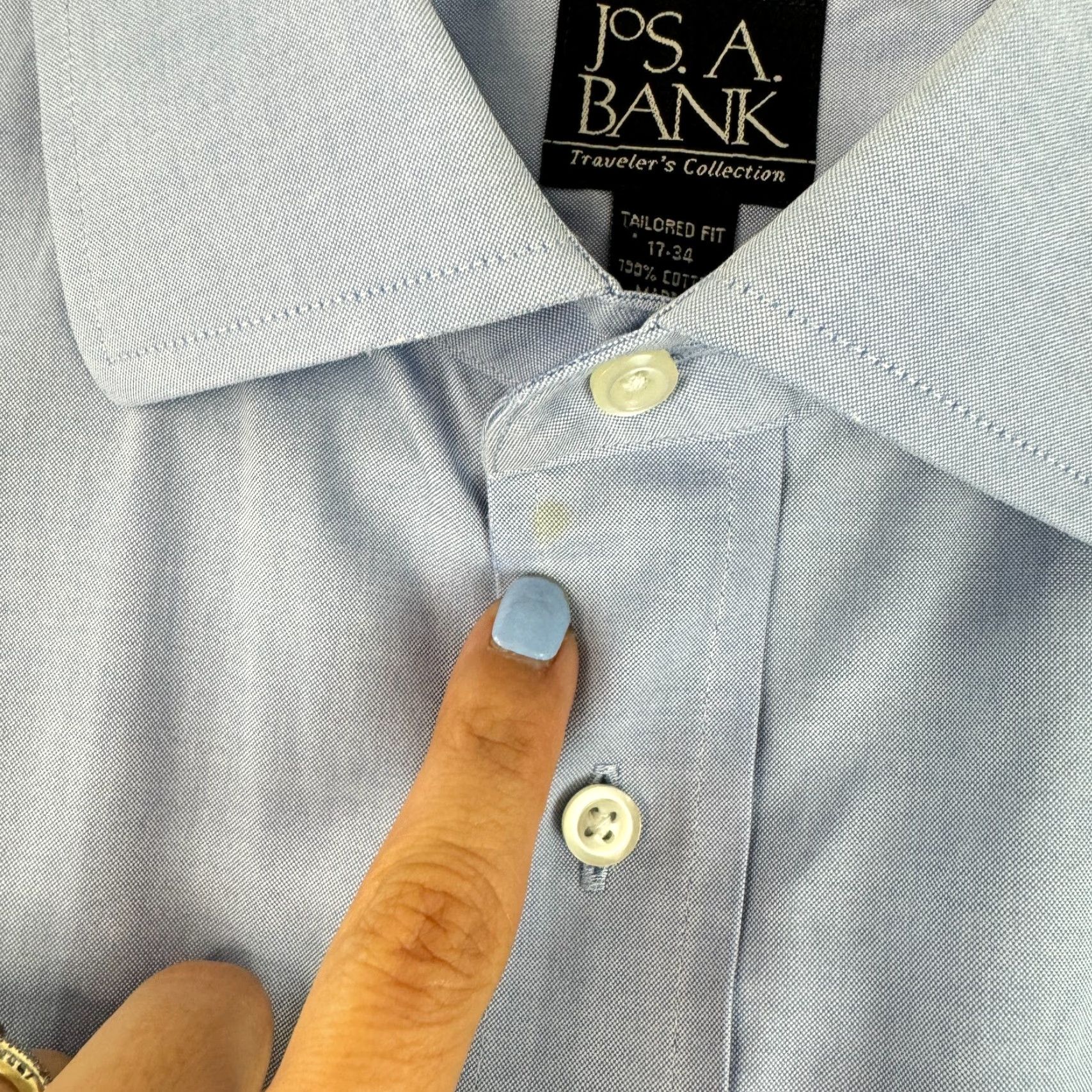 Jos. A. Bank Jos. A. Bank Button-Up Dress Shirt Mens Size XL Blue Tailored Fit Long Sleeve Size 46R - 4 Thumbnail