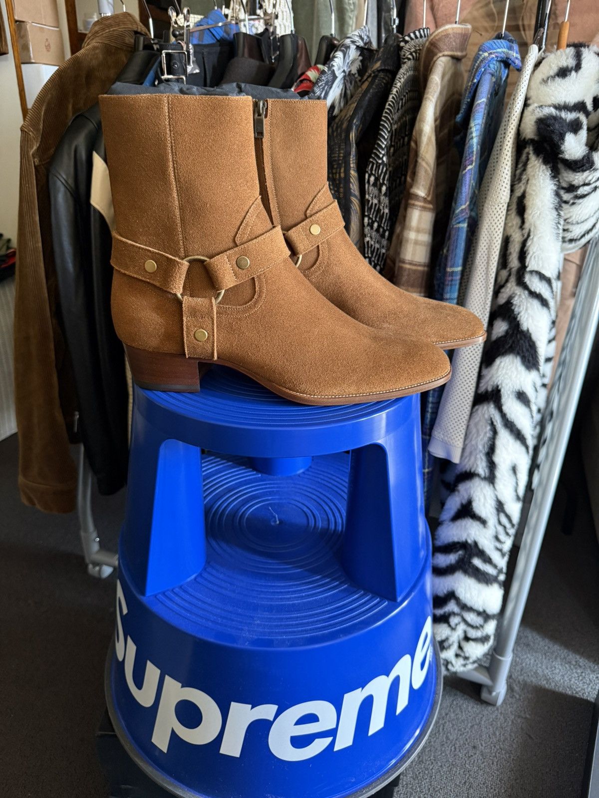 Saint Laurent Paris $1.45k Saint Laurent Wyatt Harness boots 41.5 tan beige Size US 8.5 / EU 41-42 - 1 Thumbnail